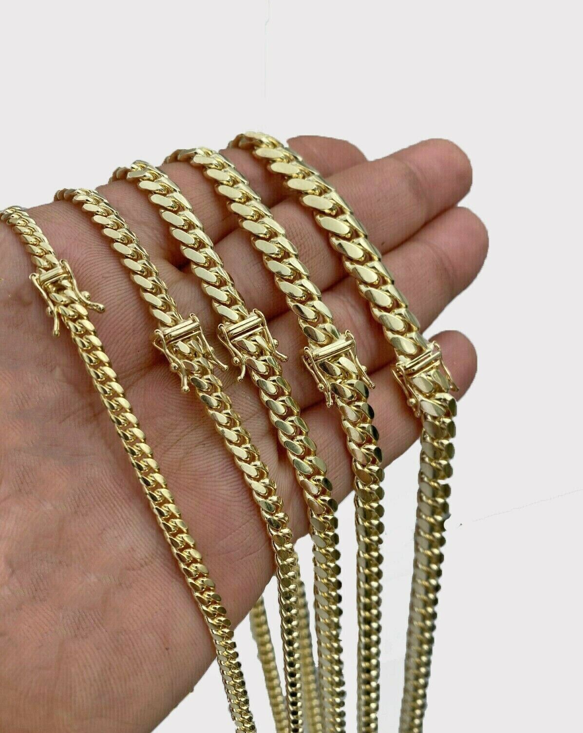 SOLID 10k Gold Miami Cuban link Chain Necklace 20" - 28" Mens REAL 10KT 4mm - 8mm - GoldenlinQ