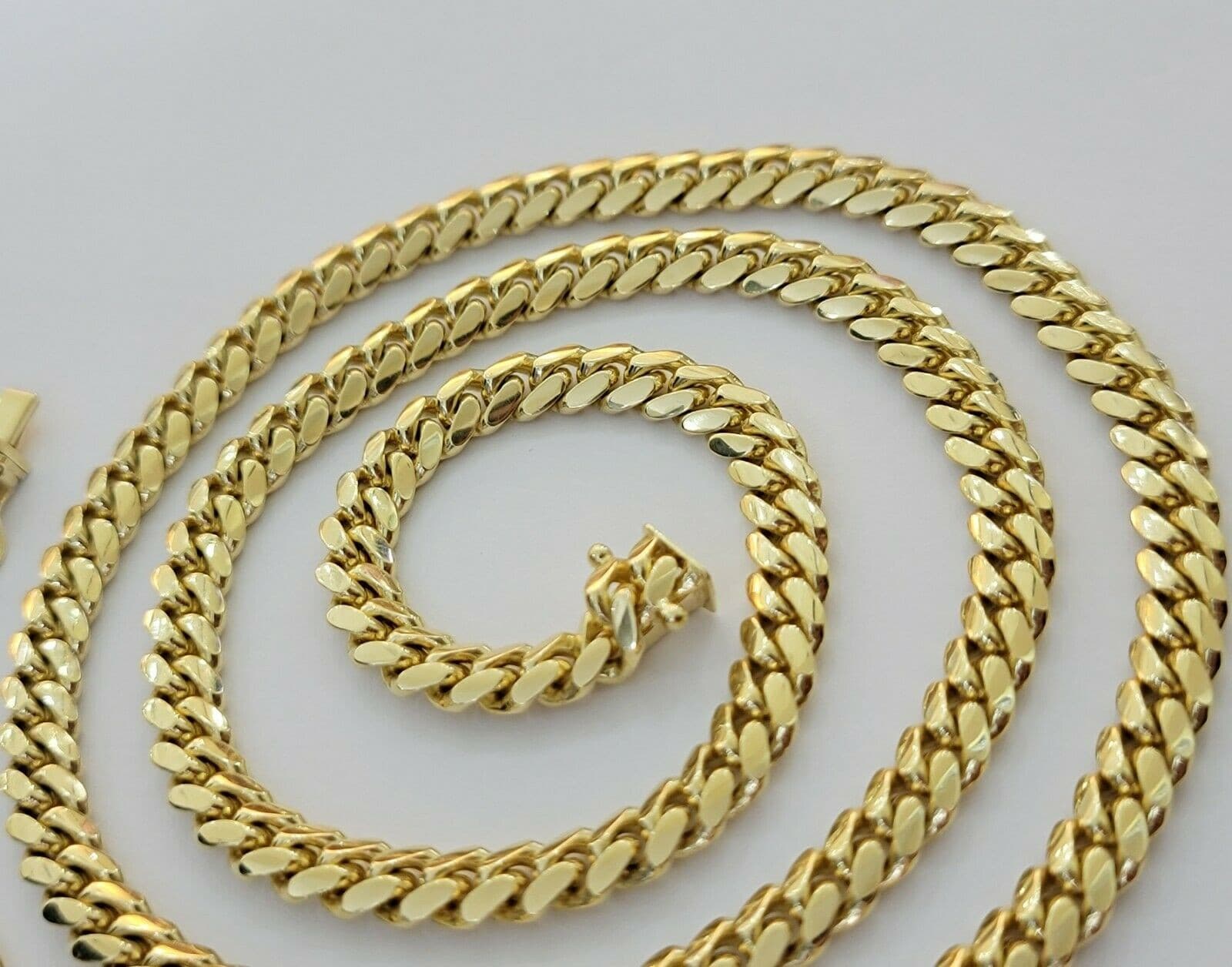 Solid 10k Gold Miami Cuban Solid Links Chain 24" 6mm Men Necklace 10kt Gold REAL - GoldenlinQ