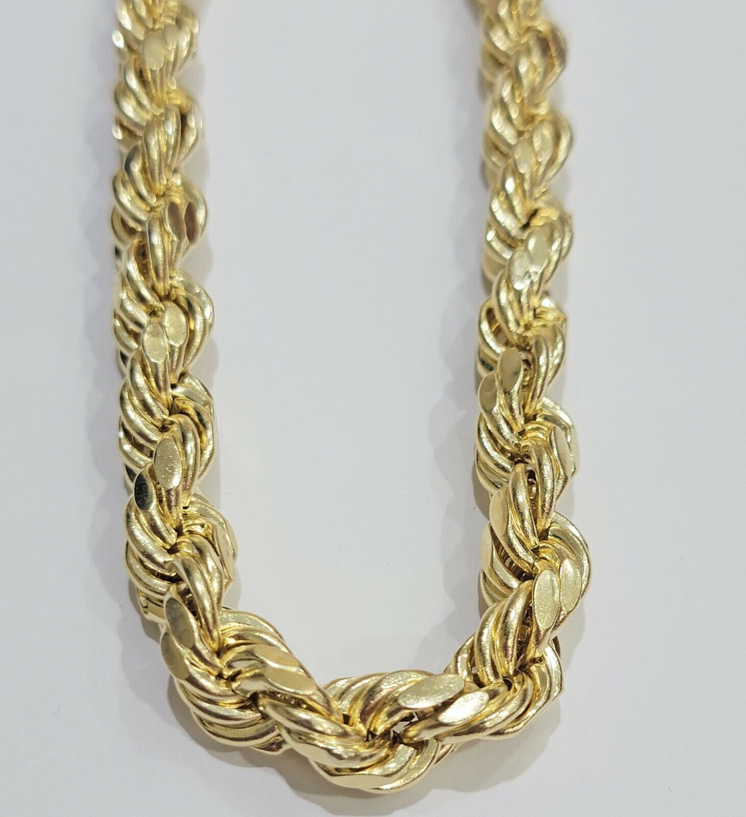 Solid 10k Gold Rope Chain 10mm Necklace 26" Men 10kt Yellow Gold HEAVY SOLID - GoldenlinQ