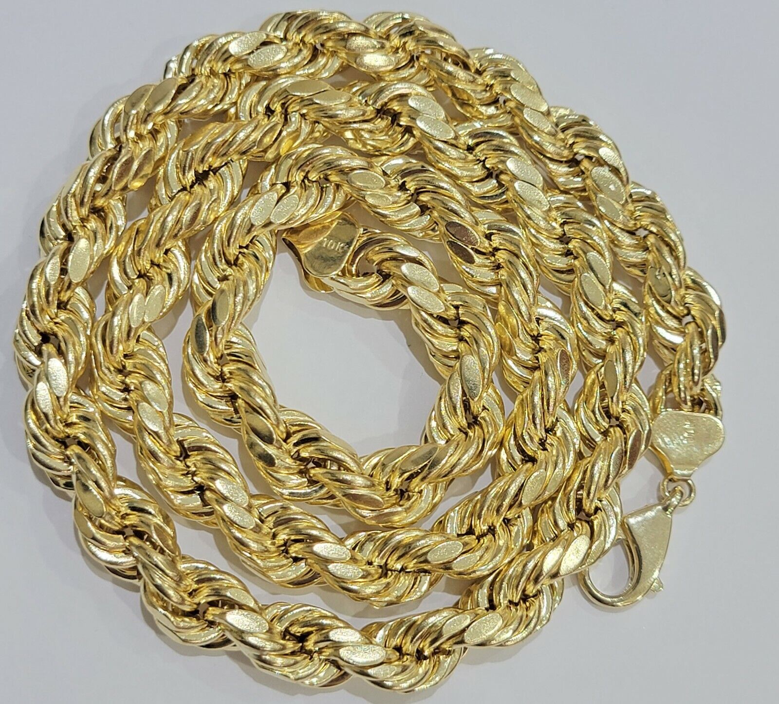 Solid 10k Gold Rope Chain 10mm Necklace 26" Men 10kt Yellow Gold HEAVY SOLID - GoldenlinQ