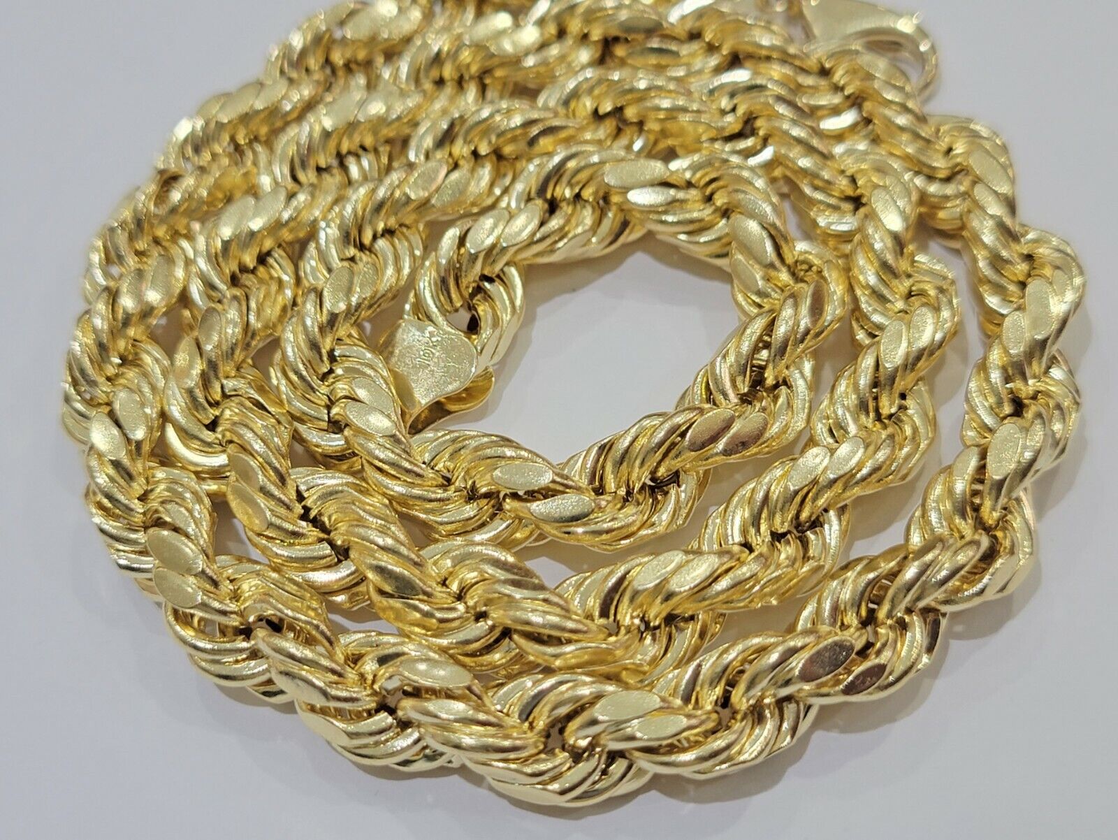 Solid 10k Gold Rope Chain 10mm Necklace 26" Men 10kt Yellow Gold HEAVY SOLID - GoldenlinQ