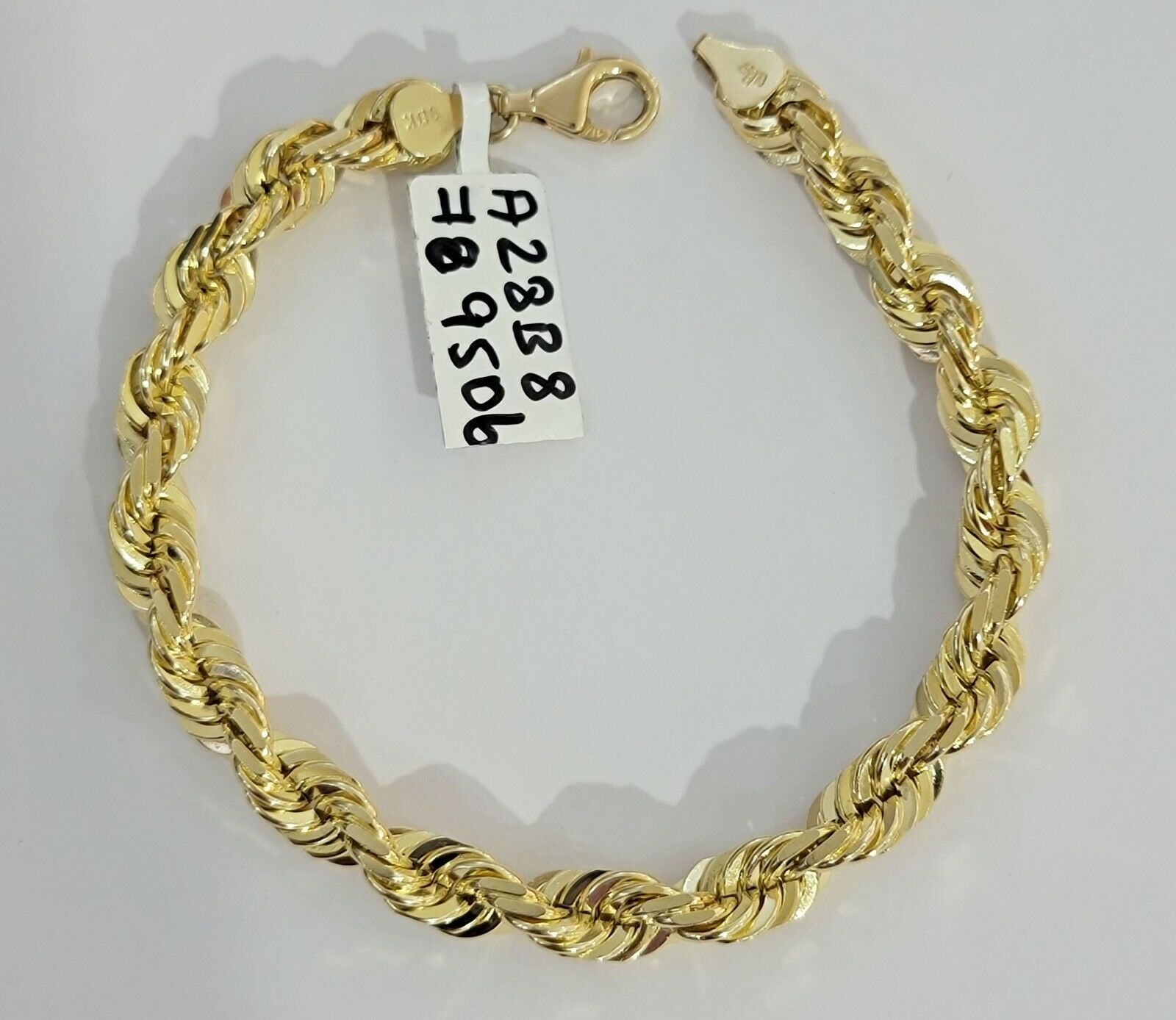 Solid 10k Real Gold Rope Bracelet 7mm 8" Inch 10kt Yellow Gold STRONG & HEAVY - GoldenlinQ