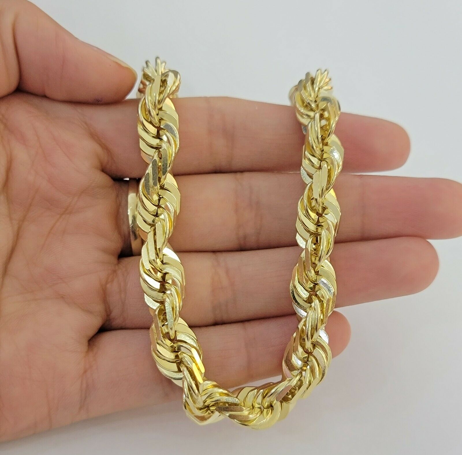 Solid 10k Real Gold Rope Bracelet Mens 10mm 9" Inch 10kt Yellow Gold THICK&HEAVY - GoldenlinQ