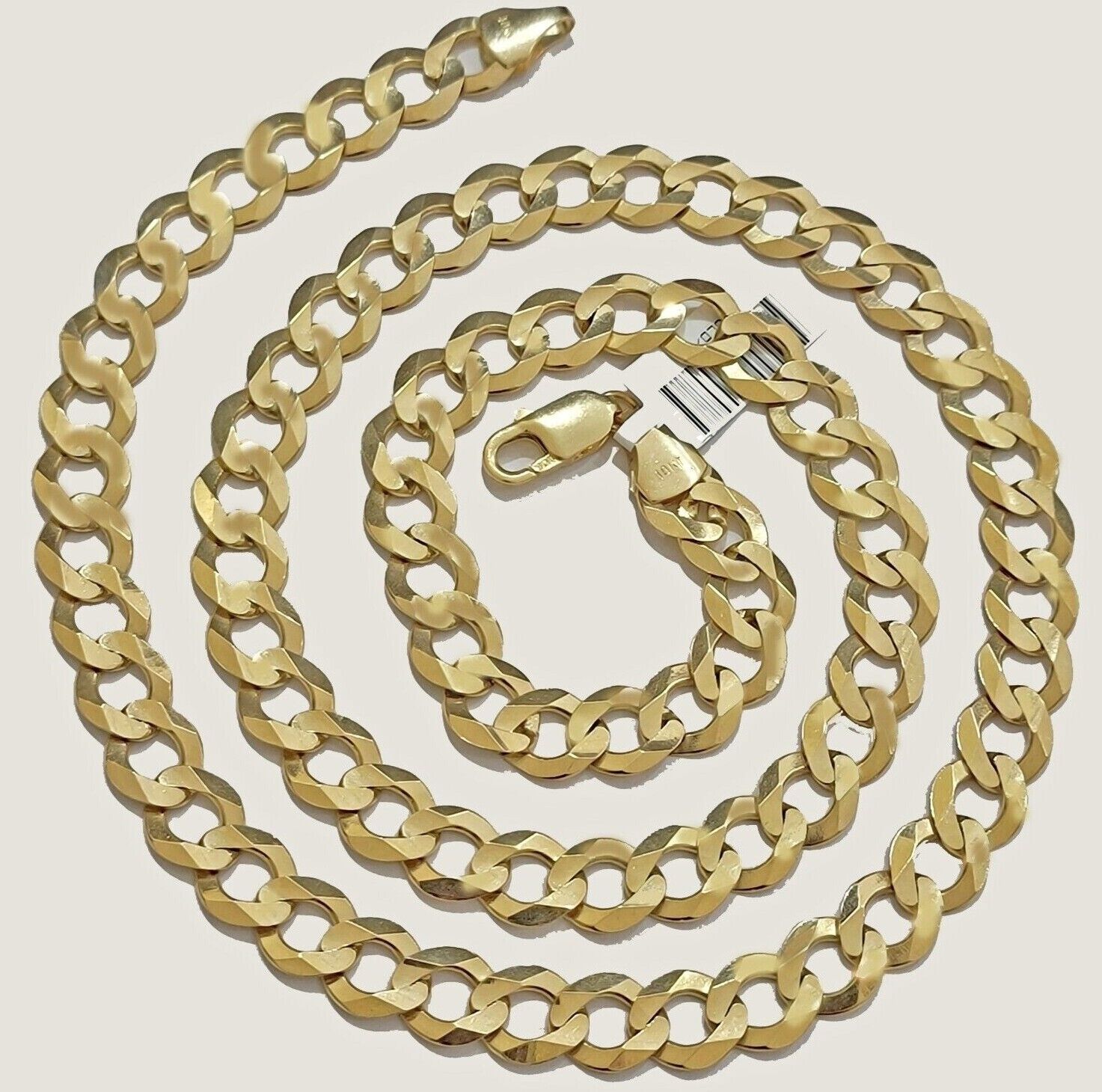 Solid 10K Yellow Gold Chain Necklace Cuban Curb Link 10mm 30 Inch Mens Real 10kt - GoldenlinQ