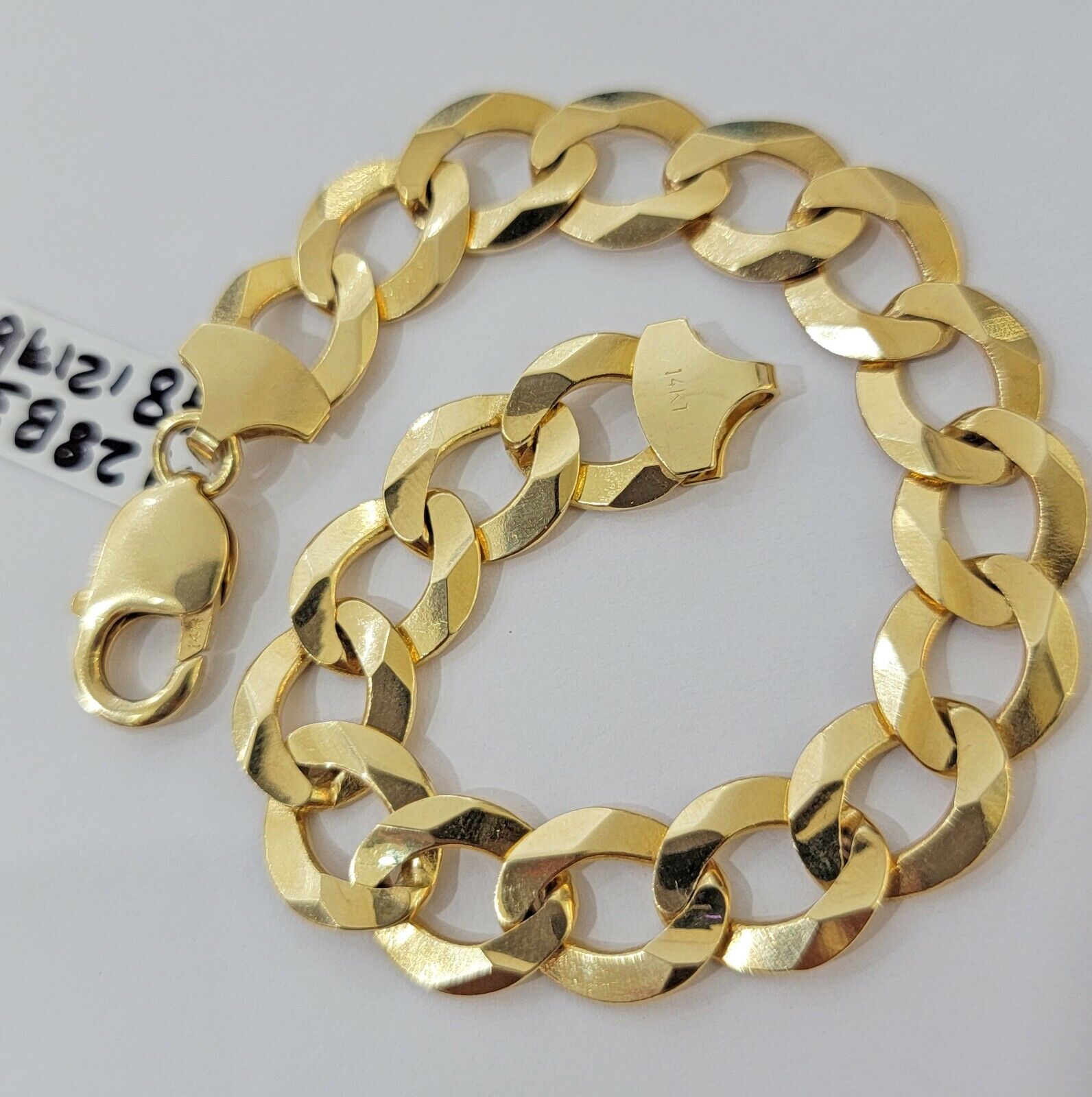 Solid 10k Yellow Gold Cuban Curb link Bracelet 8" 13mm Real 10kt Real Gold Sale - GoldenlinQ