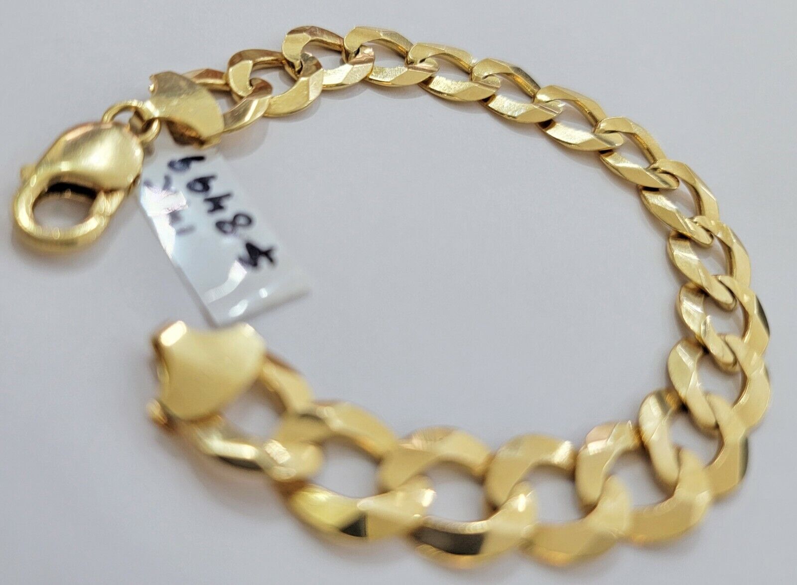 Solid 10k Yellow Gold Cuban Curb link Bracelet 8" 13mm Real 10kt Real Gold Sale - GoldenlinQ