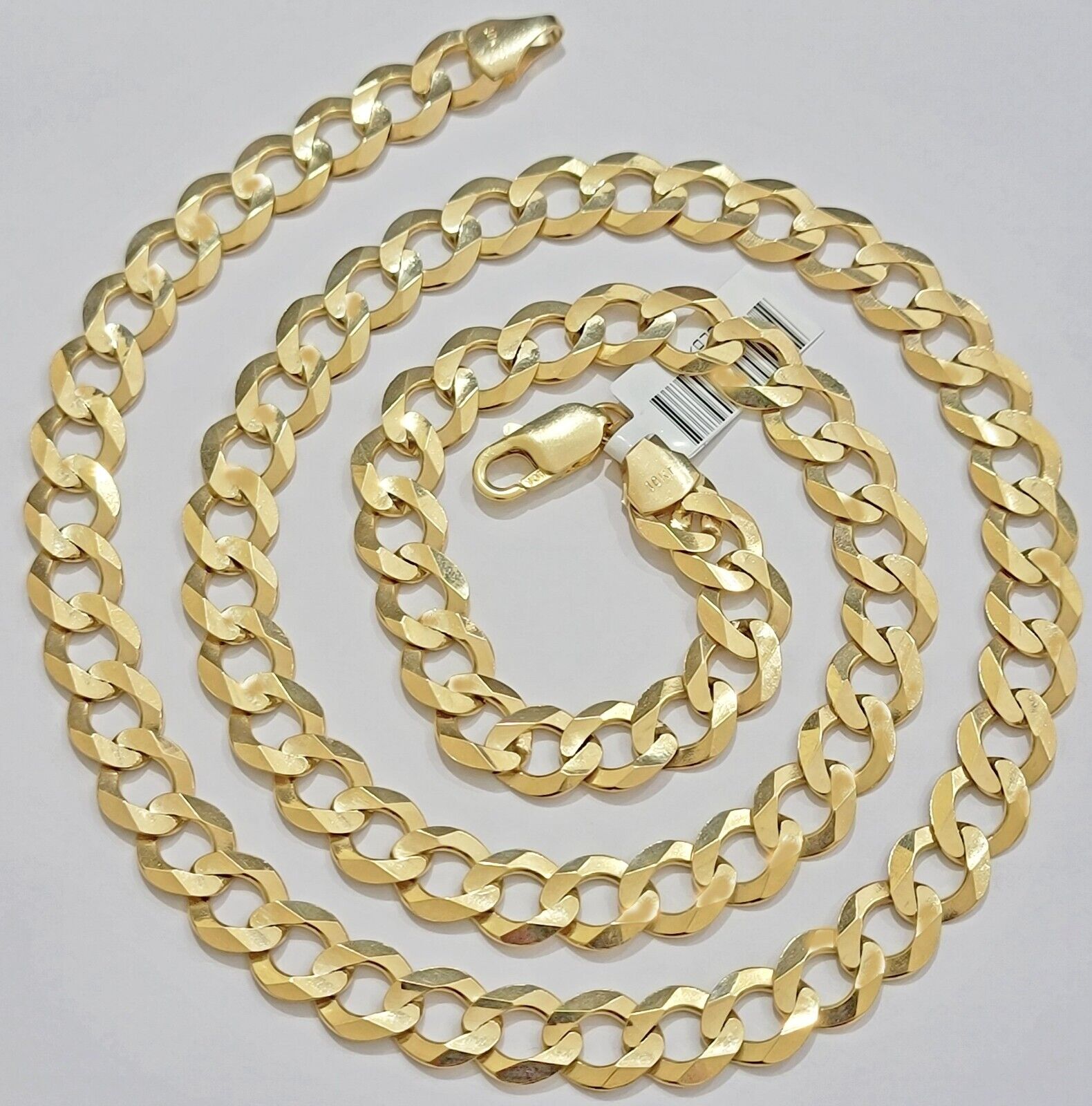 Solid 10K Yellow Gold Cuban Curb Link Chain Necklace 9mm 22 Inch Mens, Real 10kt - GoldenlinQ