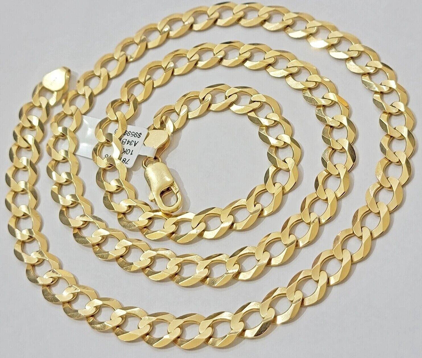 Solid 10K Yellow Gold Cuban Curb Link Chain Necklace 9mm 30 Inch Mens, Real 10kt - GoldenlinQ
