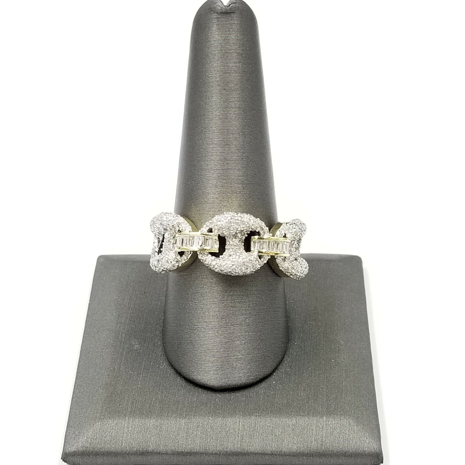 Solid 10K Yellow Gold Cuban Link Diamond Genuine Ring Weeding Band Men REAL - GoldenlinQ