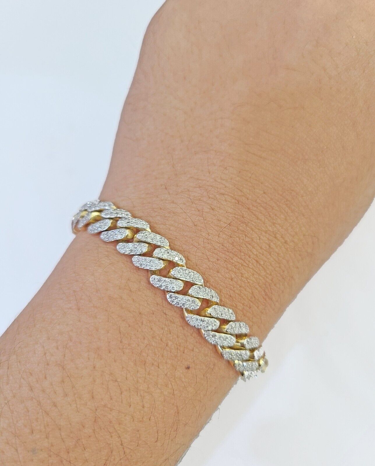 Solid 10k Yellow Gold Diamond Bracelet Miami Cuban Link 8.5 inch 8.5mm REAL - GoldenlinQ