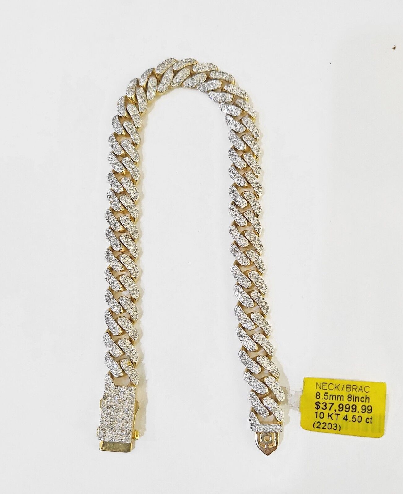 Solid 10k Yellow Gold Diamond Bracelet Miami Cuban Link 8.5 inch 8.5mm REAL - GoldenlinQ