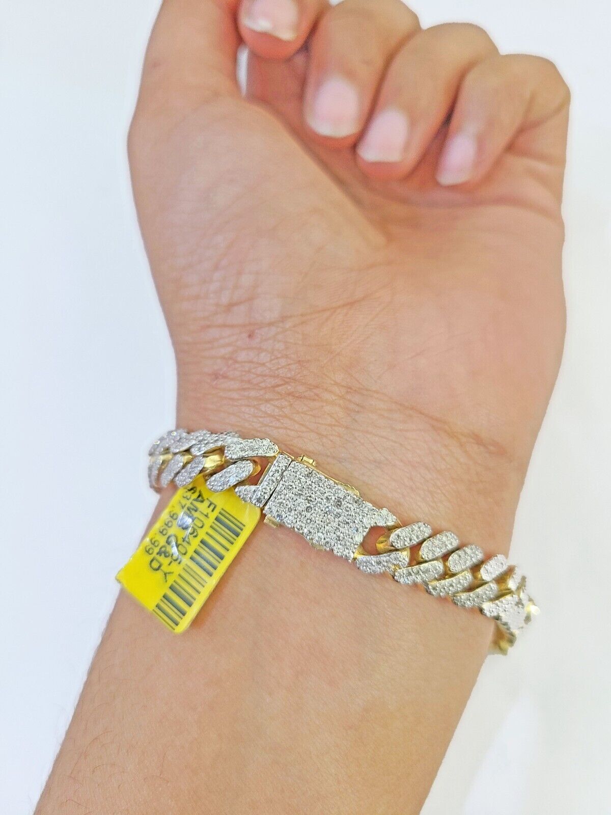 Solid 10k Yellow Gold Diamond Bracelet Miami Cuban Link 8.5 inch 8.5mm REAL - GoldenlinQ