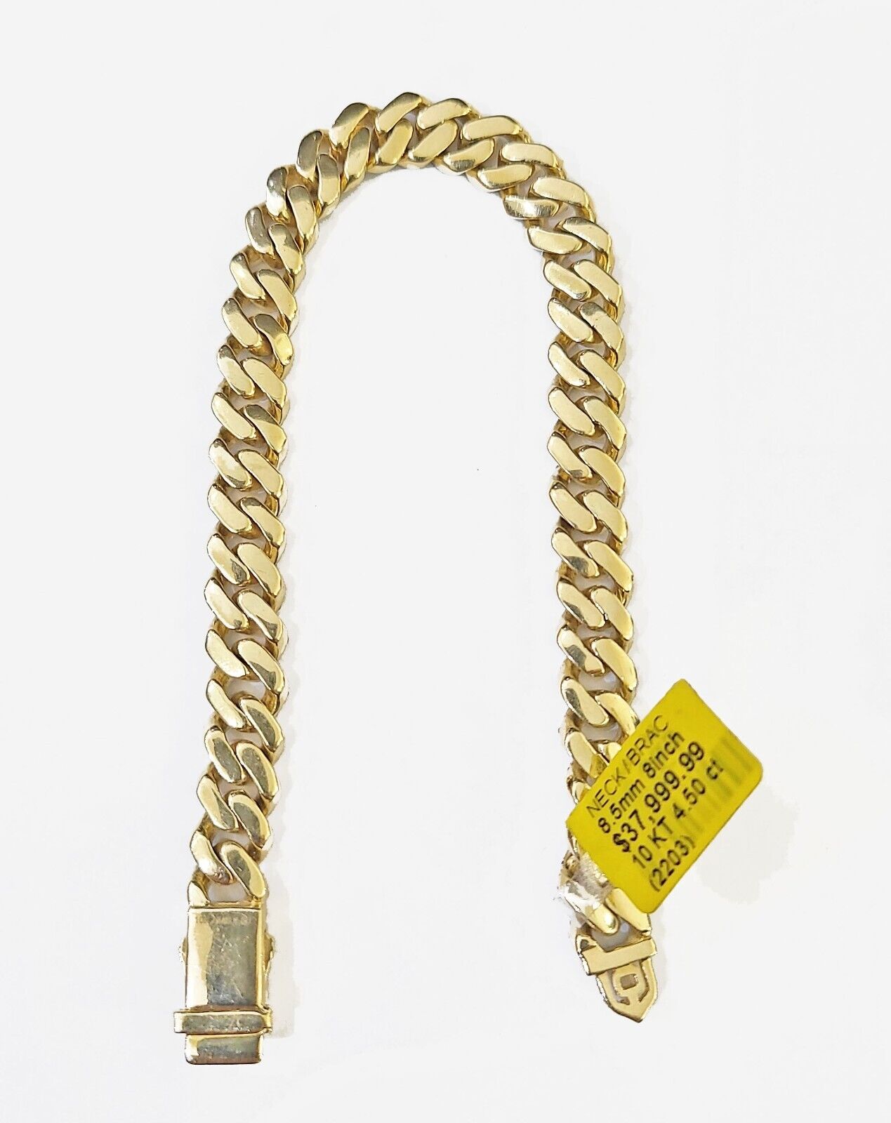 Solid 10k Yellow Gold Diamond Bracelet Miami Cuban Link 8.5 inch 8.5mm REAL - GoldenlinQ