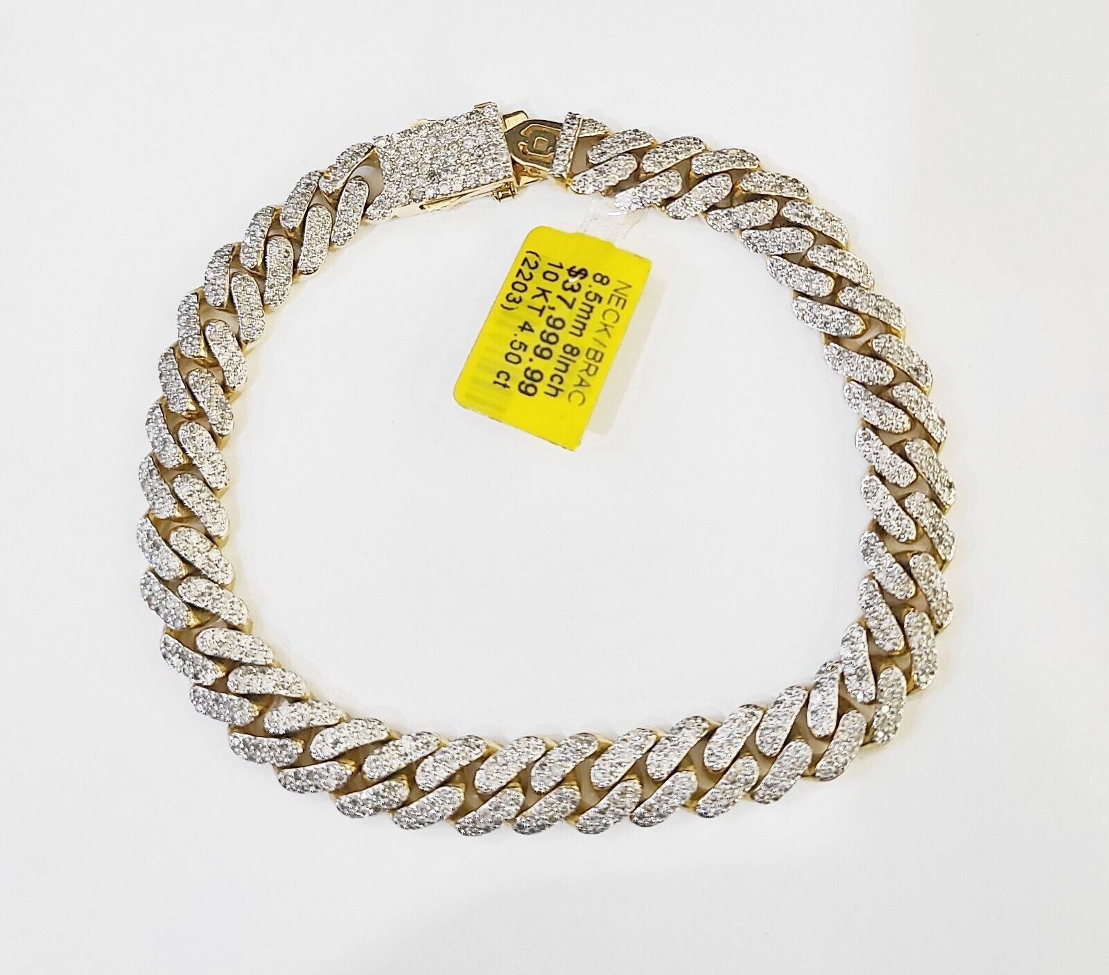Solid 10k Yellow Gold Diamond Bracelet Miami Cuban Link 8.5 inch 8.5mm REAL - GoldenlinQ