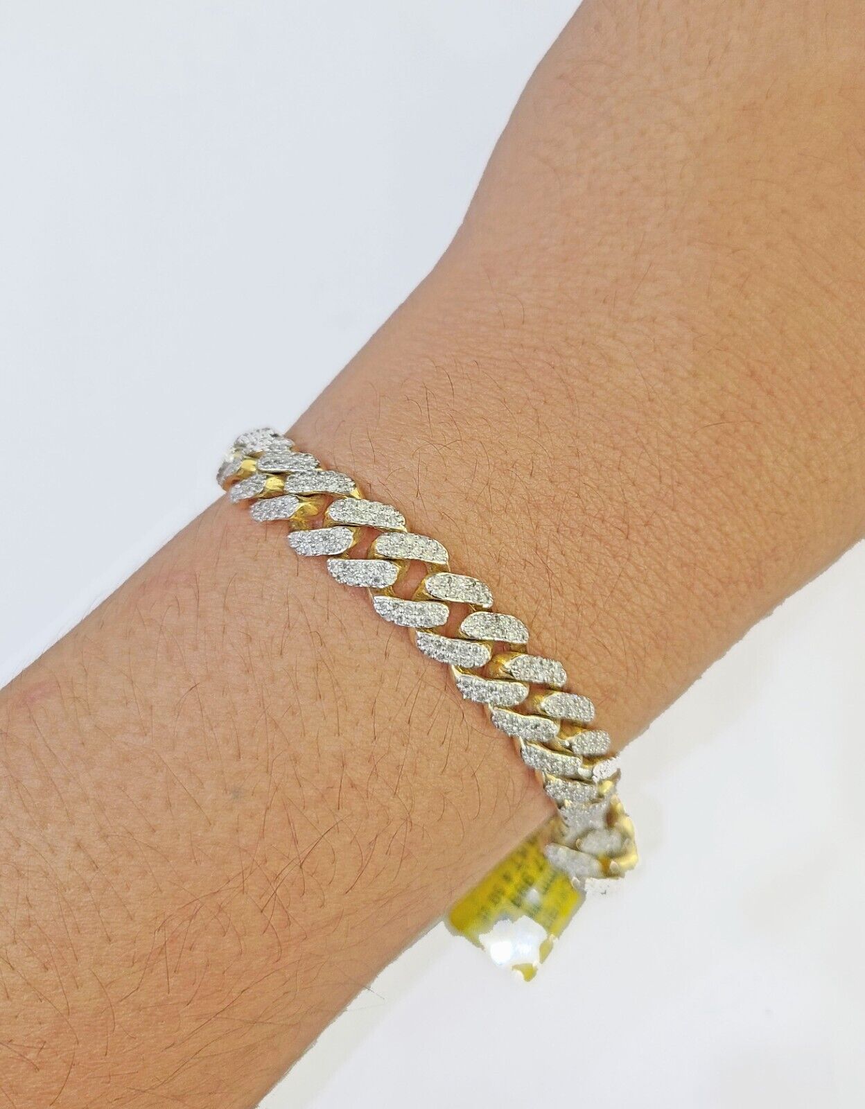 Solid 10k Yellow Gold Diamond Bracelet Miami Cuban Link 8.5 inch 8.5mm REAL - GoldenlinQ