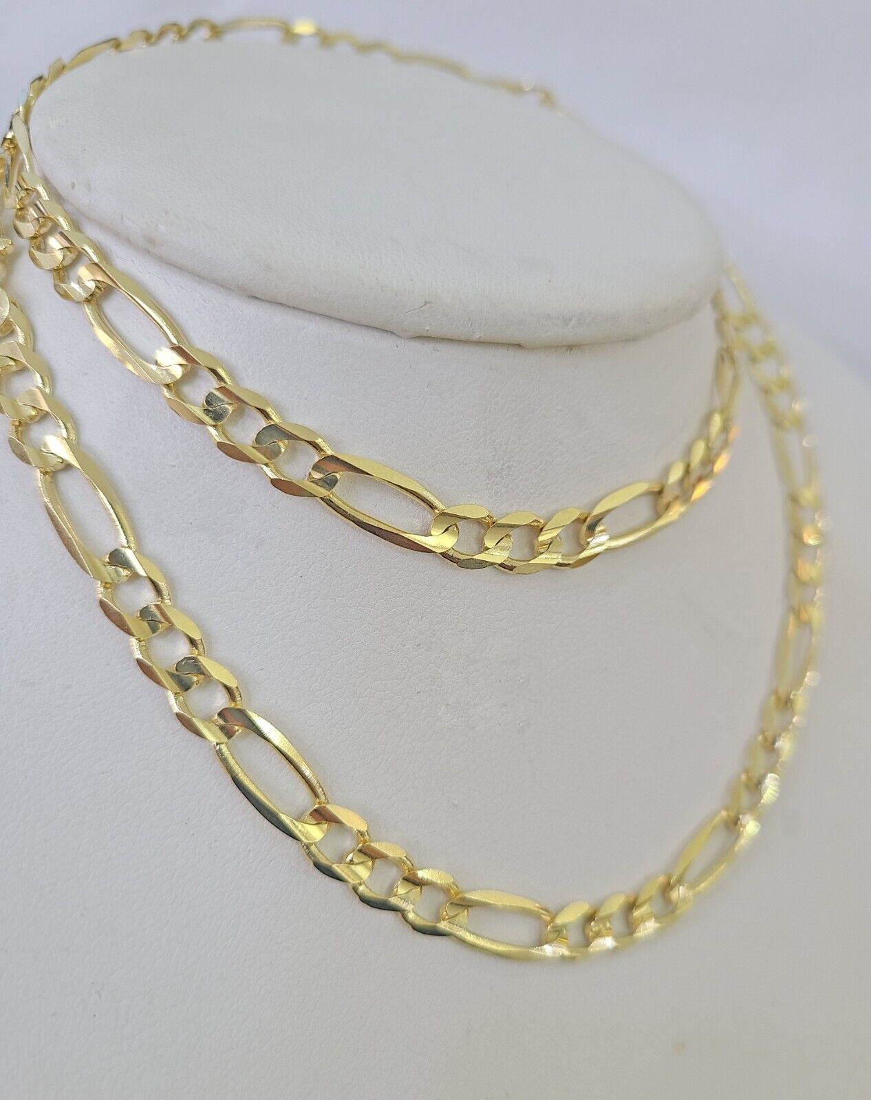 Solid 10k Yellow Gold Figaro Link Chain 5mm 24" Men Women REAL Genuine - GoldenlinQ