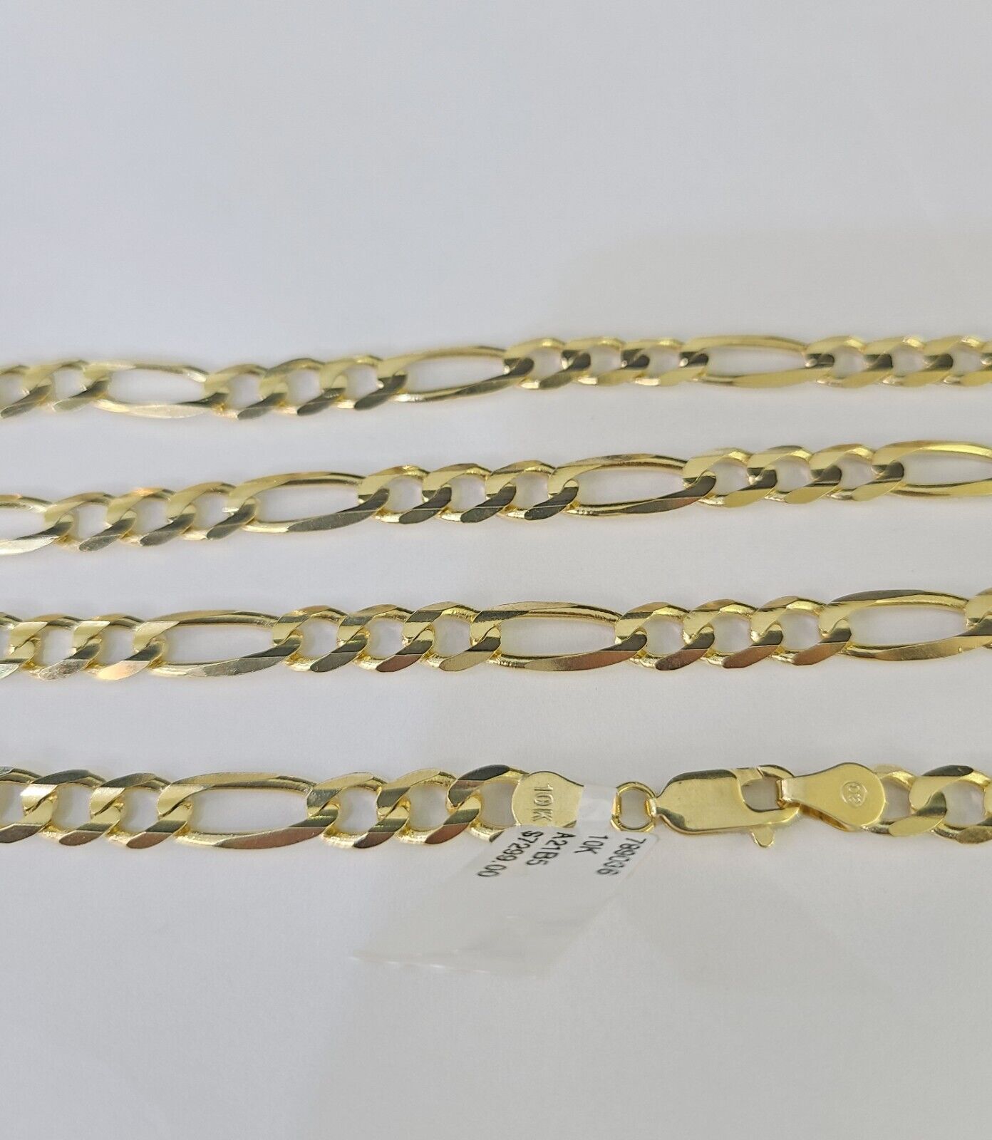 Solid 10k Yellow Gold Figaro Link Chain 5mm 24" Men Women REAL Genuine - GoldenlinQ