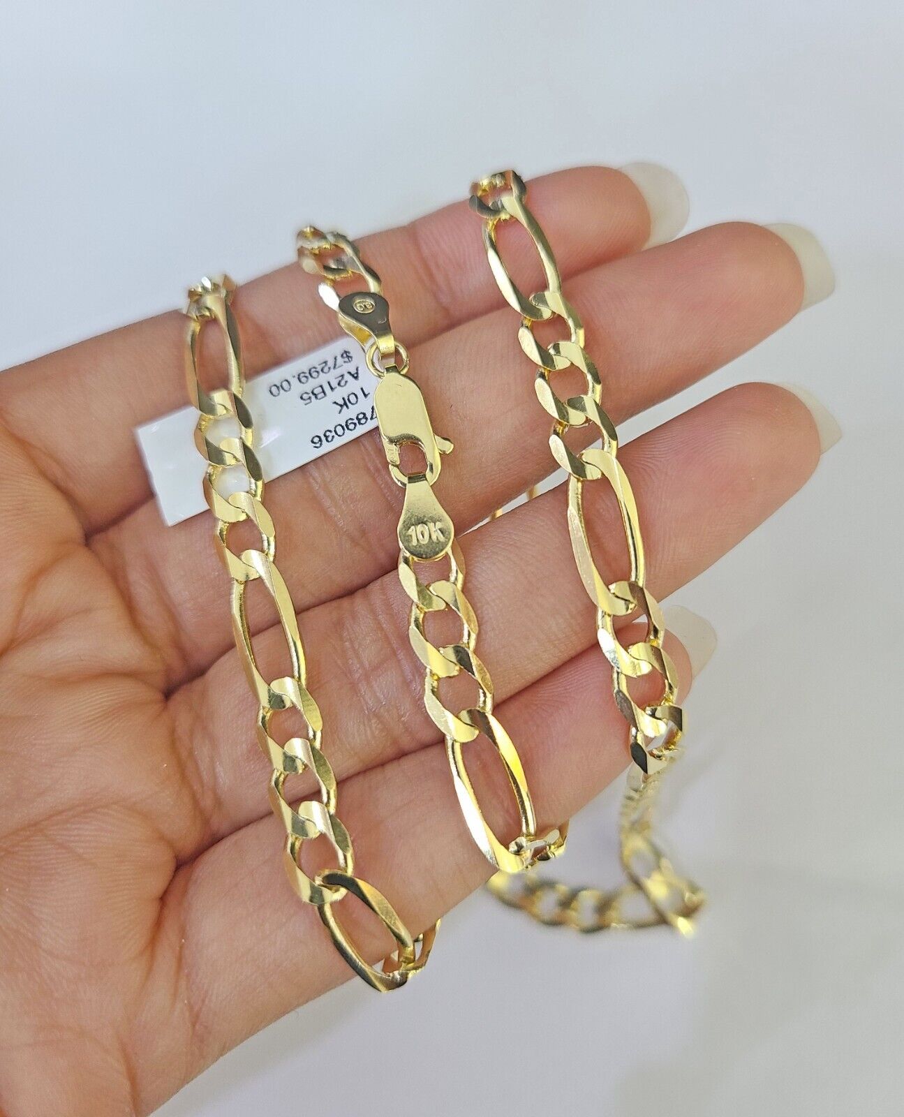 Solid 10k Yellow Gold Figaro Link Chain 5mm 24" Men Women REAL Genuine - GoldenlinQ