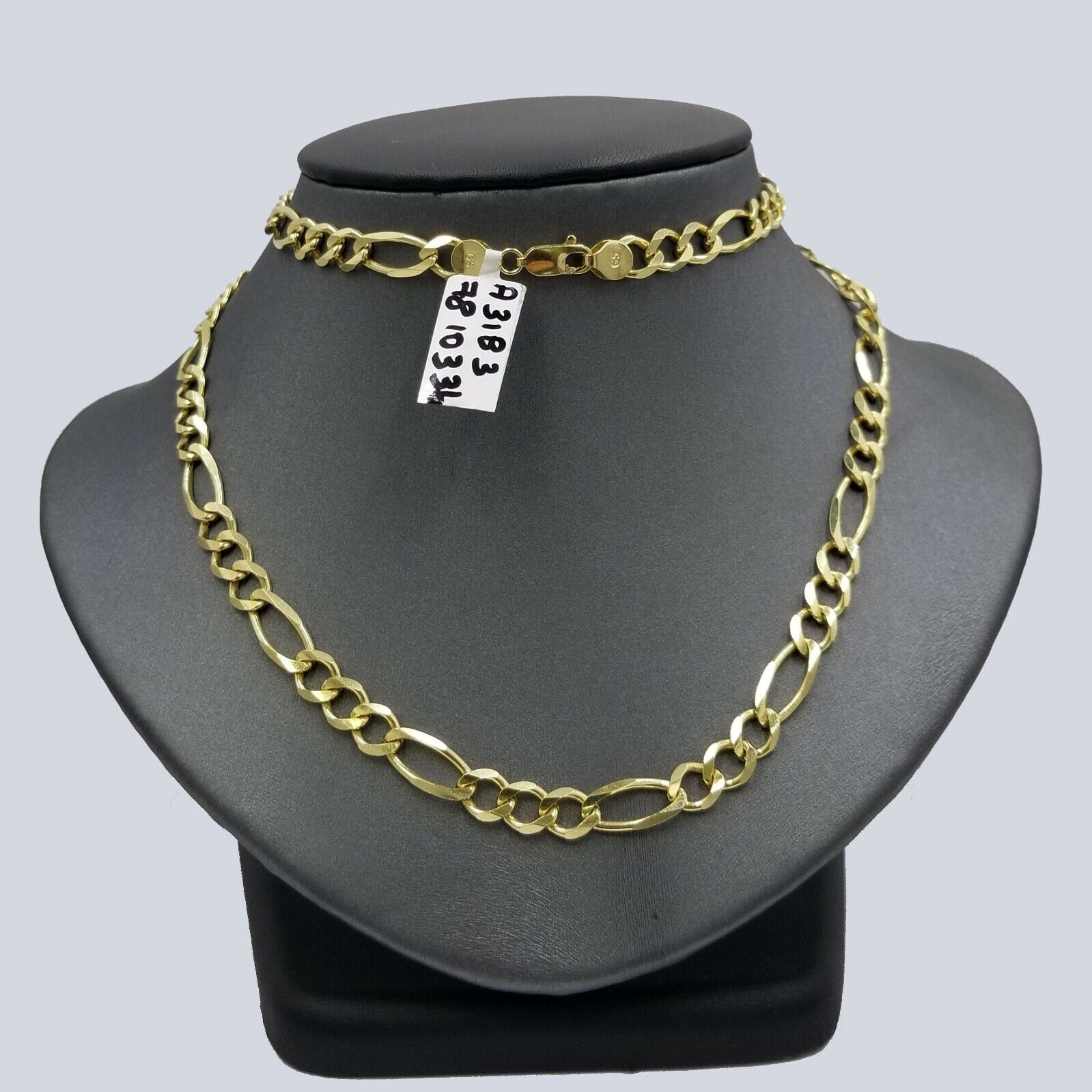 Solid 10k Yellow Gold Figaro Link Chain 7mm 22" Heavy Necklace Men Women REAL - GoldenlinQ