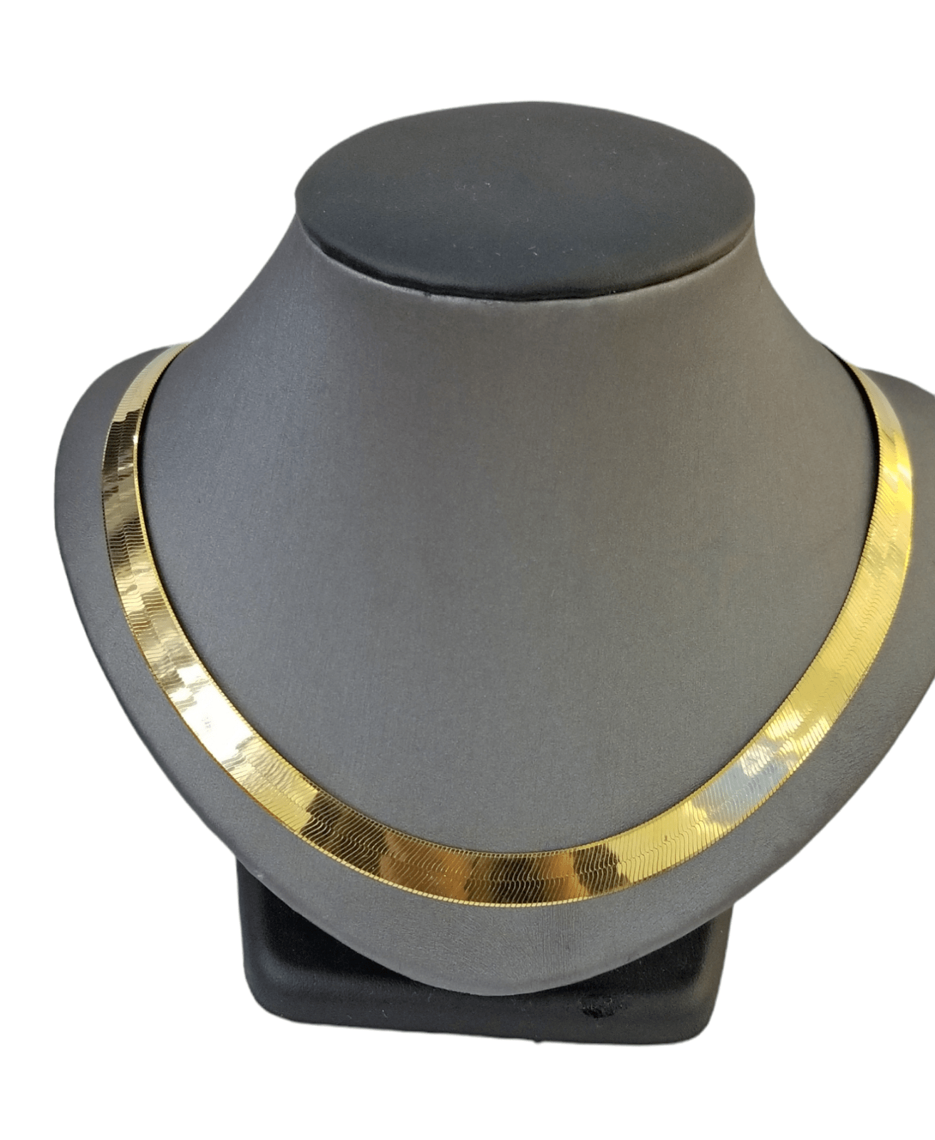 Solid 10k Yellow Gold Herring Bone Chain Necklace 9mm 20" Inch Lobster lock REAL - GoldenlinQ