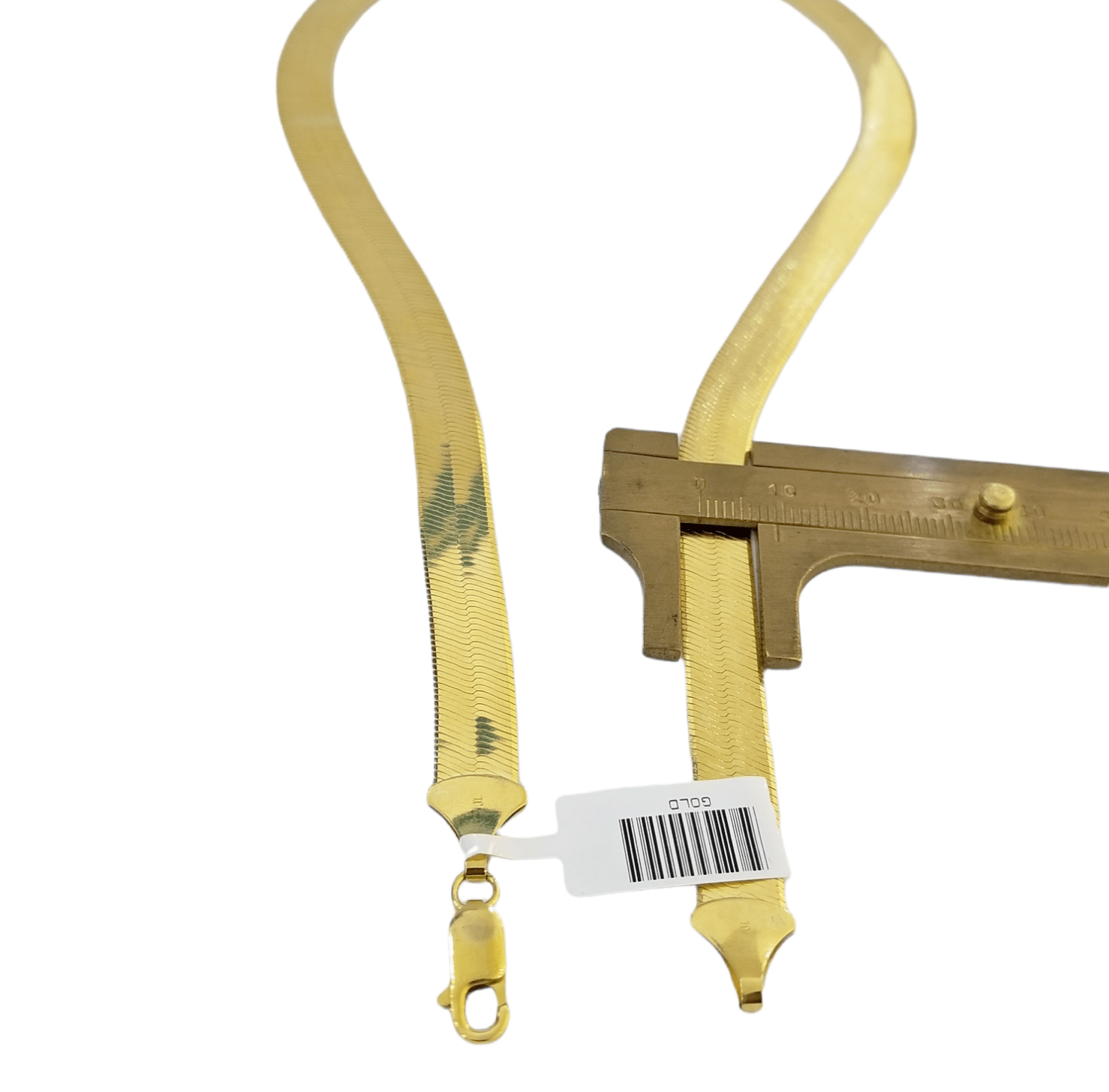 Solid 10k Yellow Gold Herring Bone Chain Necklace 9mm 20" Inch Lobster lock REAL - GoldenlinQ