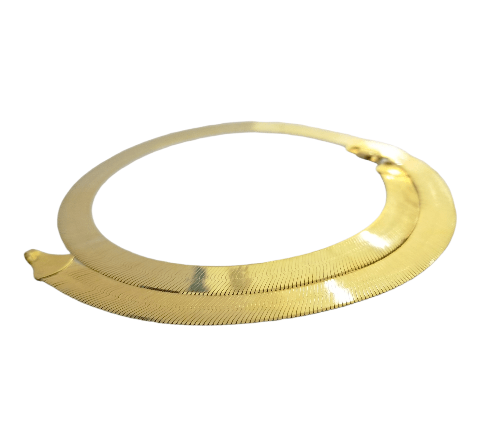 Solid 10k Yellow Gold Herring Bone Chain Necklace 9mm 22" Inch Lobster lock REAL - GoldenlinQ