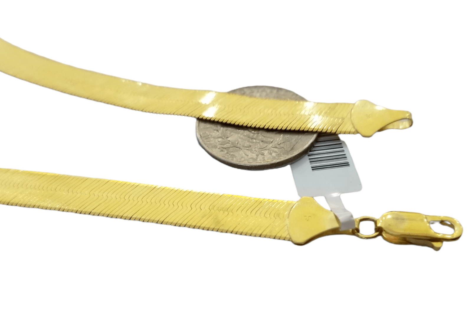 Solid 10k Yellow Gold Herring Bone Chain Necklace 9mm 22" Inch Lobster lock REAL - GoldenlinQ