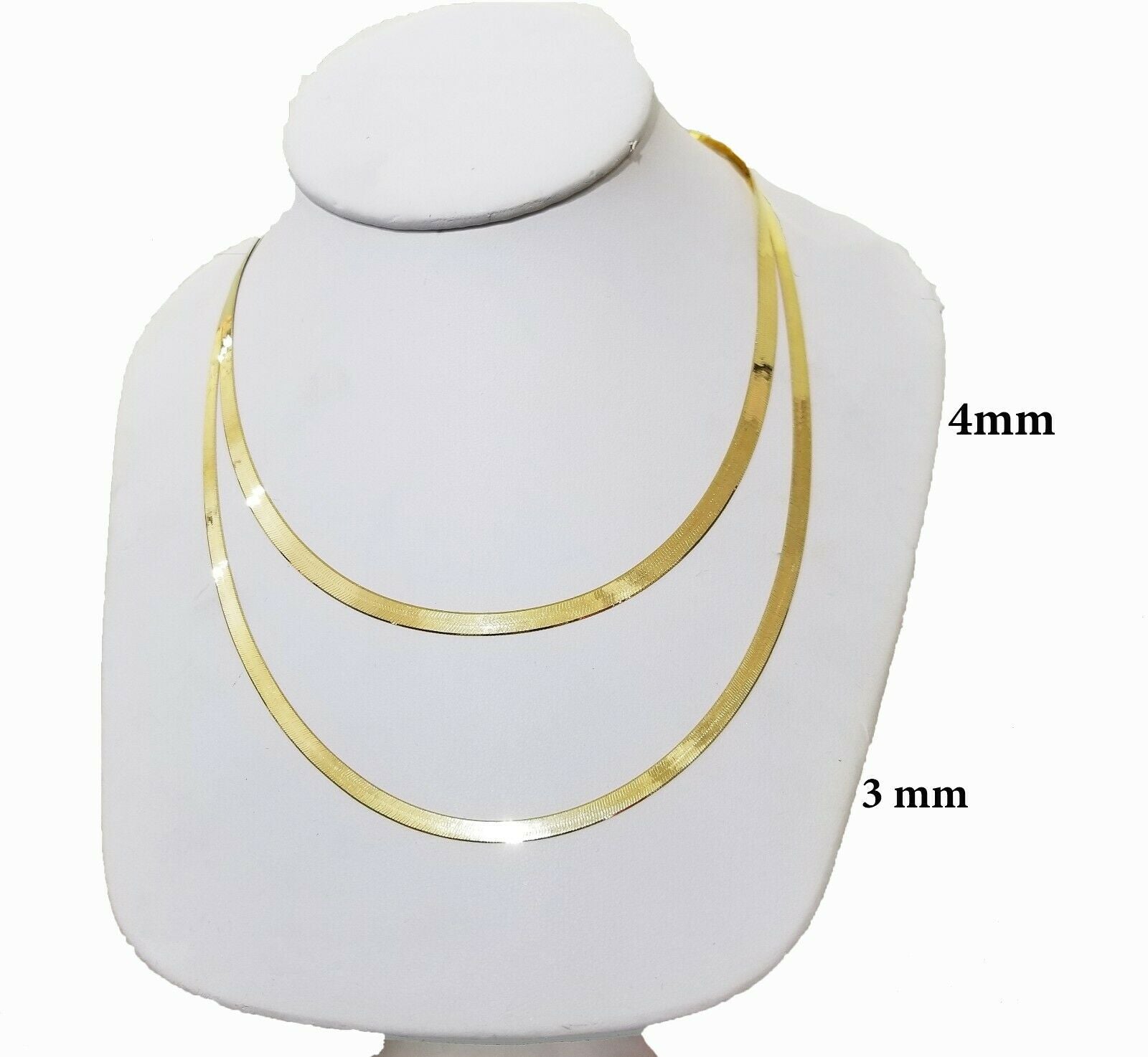 Solid 10k Yellow Gold Herringbone Necklace 18" - 24" Inch 3mm 4mm REAL 10kt Chain - GoldenlinQ