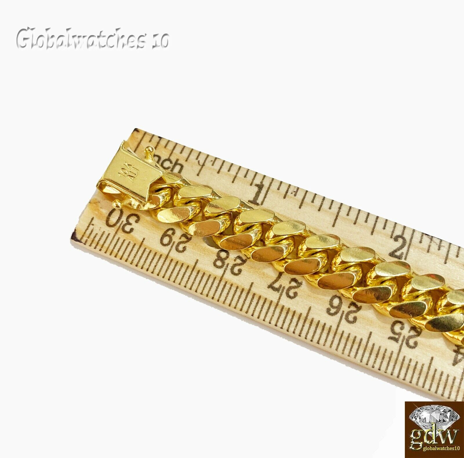 Solid 10k Yellow Gold Miami Cuban Bracelet Box Lock strong Heavy Link 9mm 7.5" - GoldenlinQ