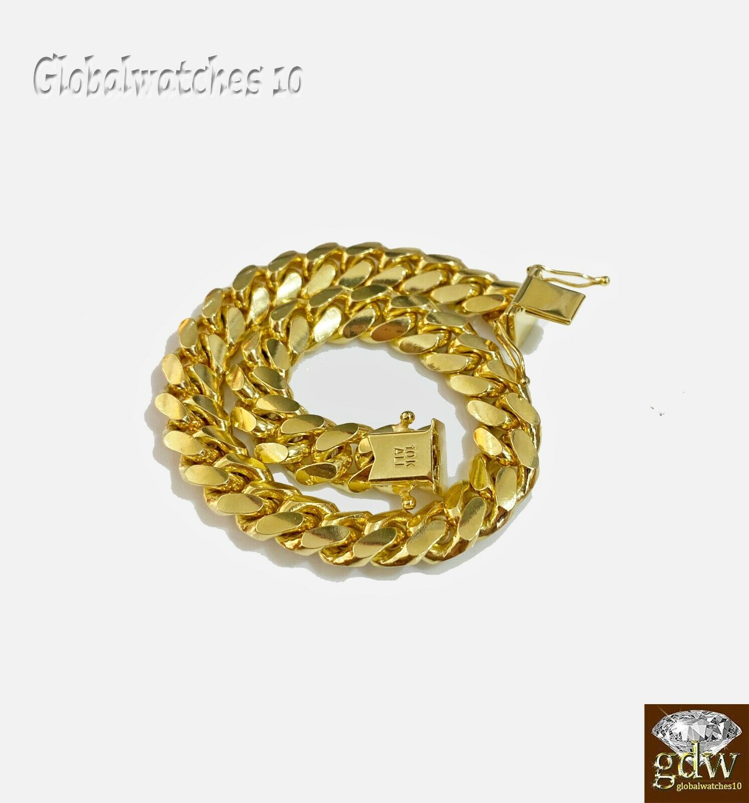 Solid 10k Yellow Gold Miami Cuban Bracelet Box Lock strong Heavy Link 9mm Real - GoldenlinQ