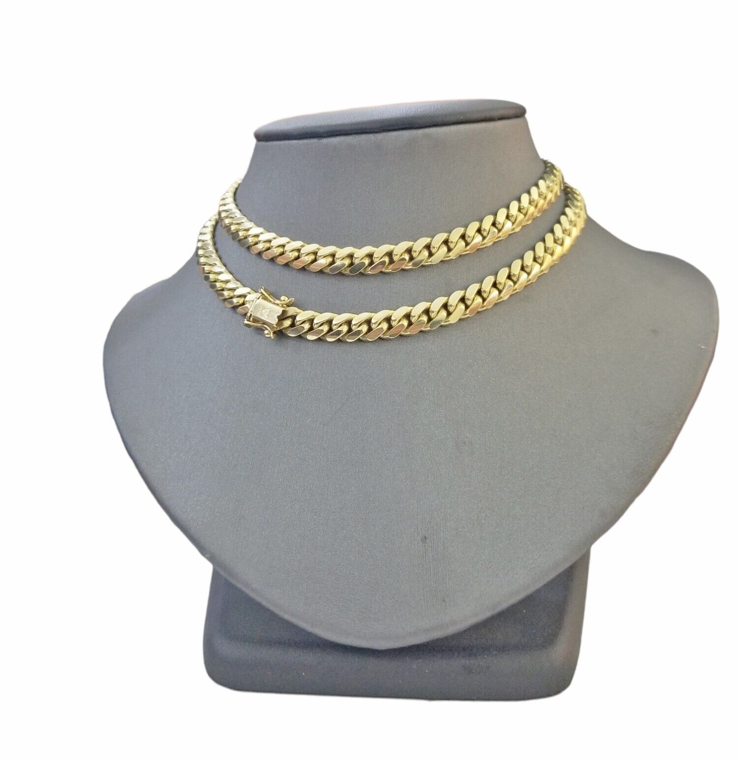 SOLID 10K Yellow Gold Miami Cuban Link Chain 24" 7mm Box Lock Necklace REAL - GoldenlinQ