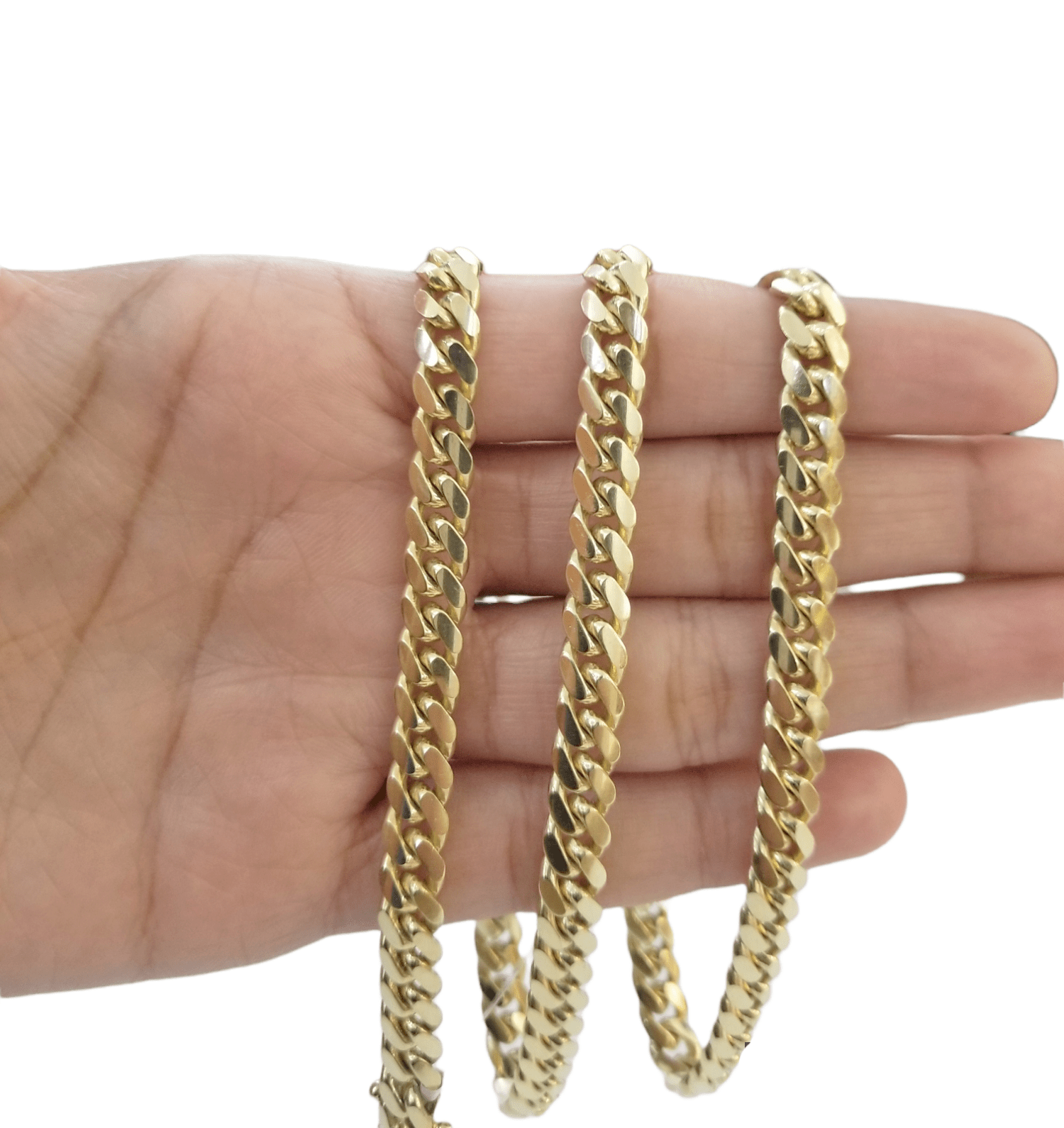 SOLID 10K Yellow Gold Miami Cuban Link Chain 24"Inch 7mm Box Lock Necklace REAL - GoldenlinQ