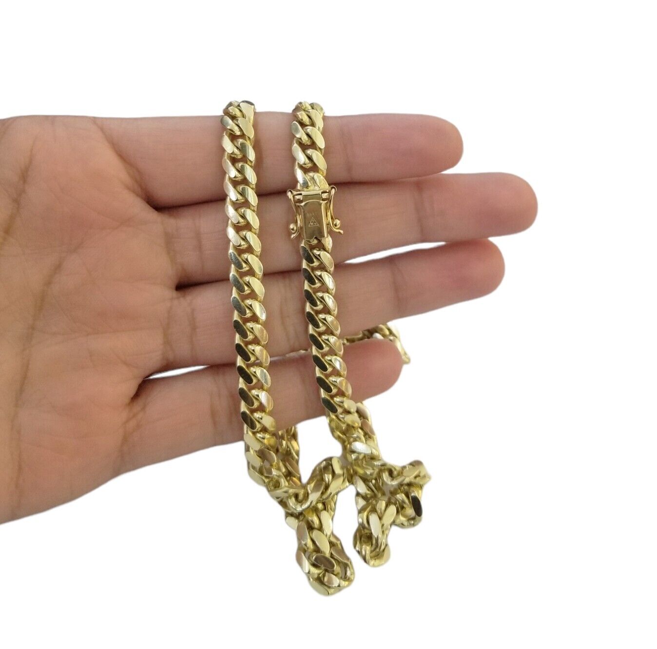 SOLID 10K Yellow Gold Miami Cuban Link Chain 24"Inch 7mm Box Lock Necklace REAL - GoldenlinQ