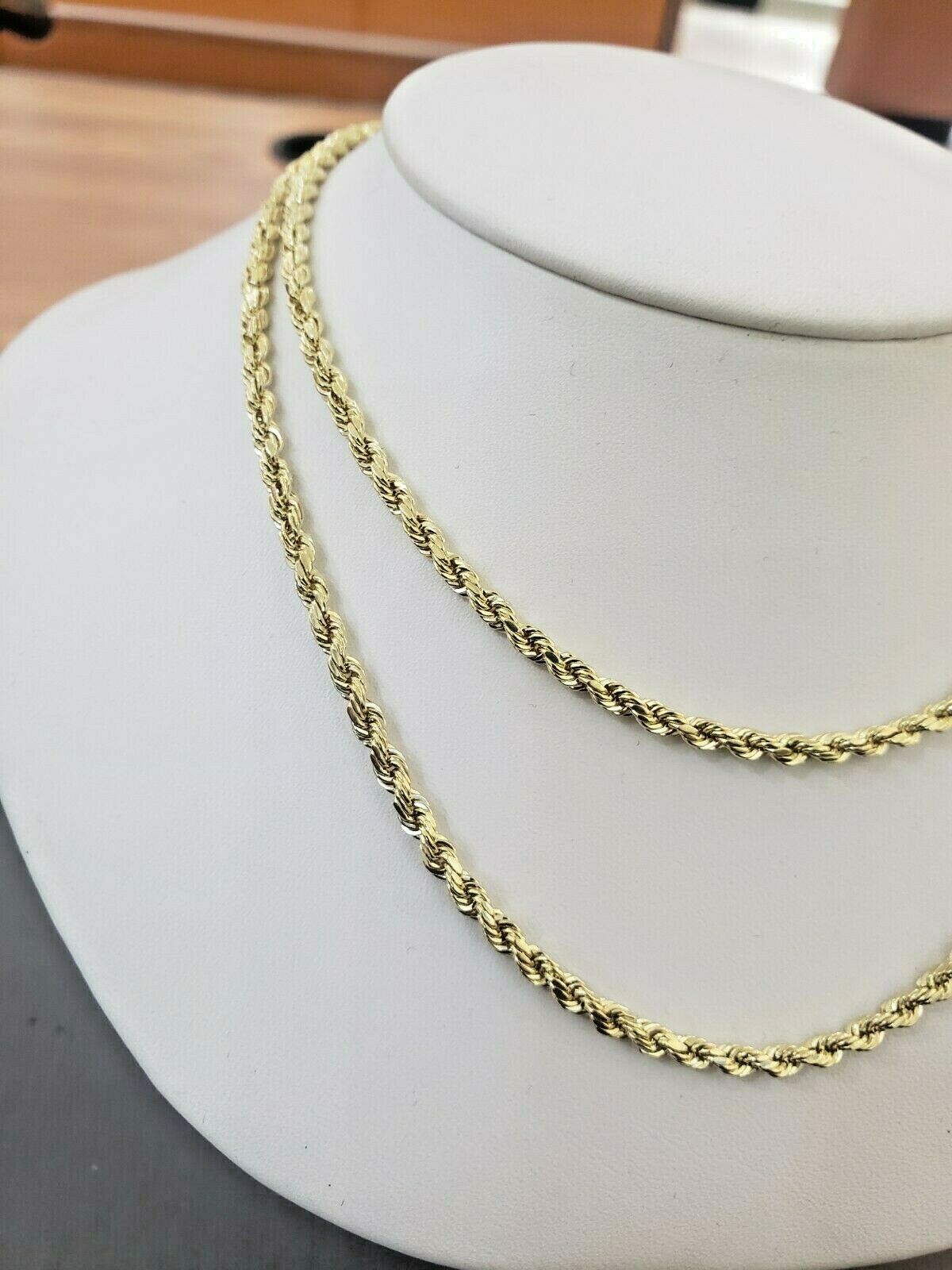 Solid 10K Yellow Gold Necklace 3mm 18" - 26 Chain Diamond Cuts Real 10 KT Strong - GoldenlinQ