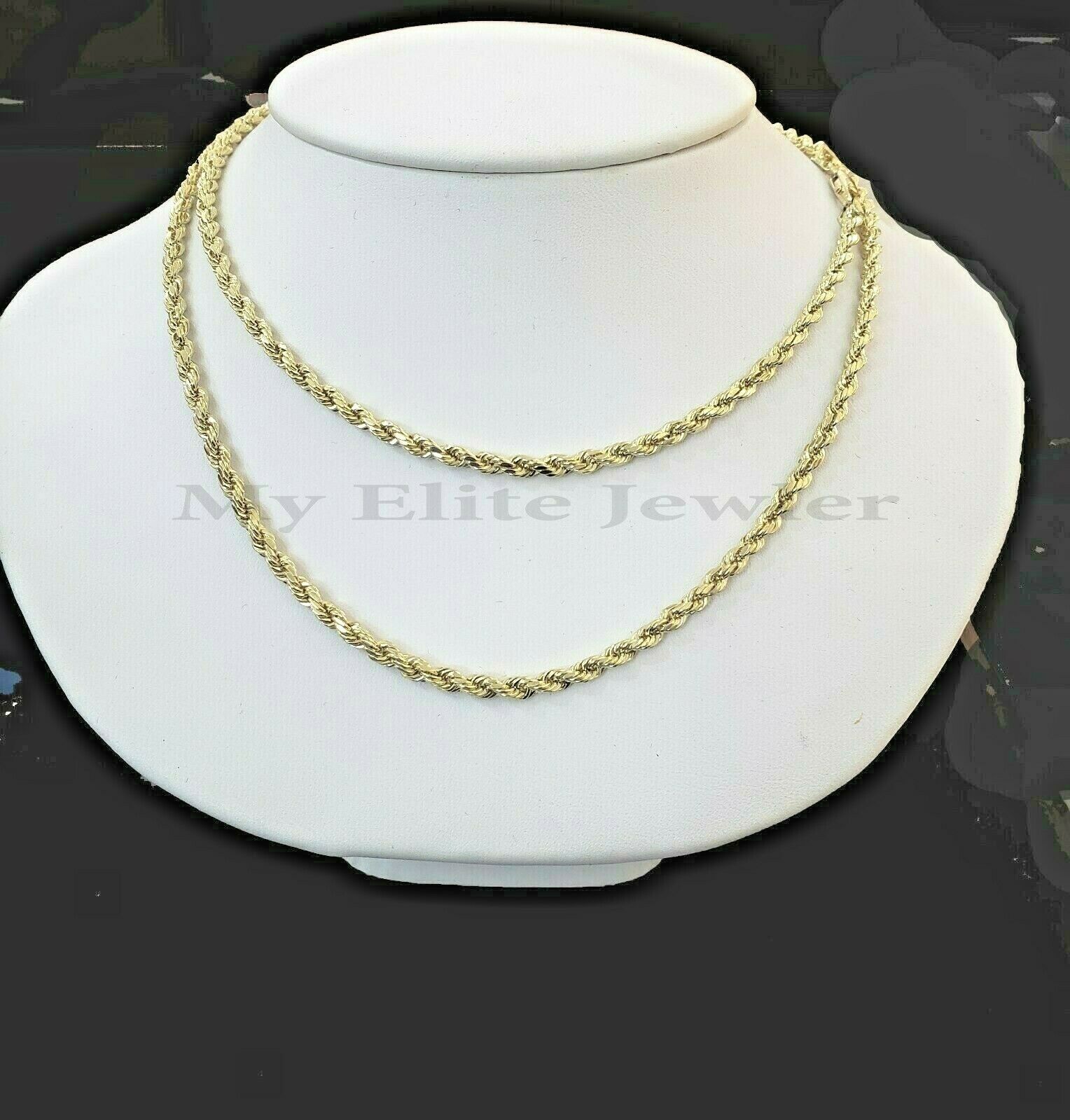 Solid 10K Yellow Gold Necklace 3mm 18" - 26 Chain Diamond Cuts Real 10 KT Strong - GoldenlinQ