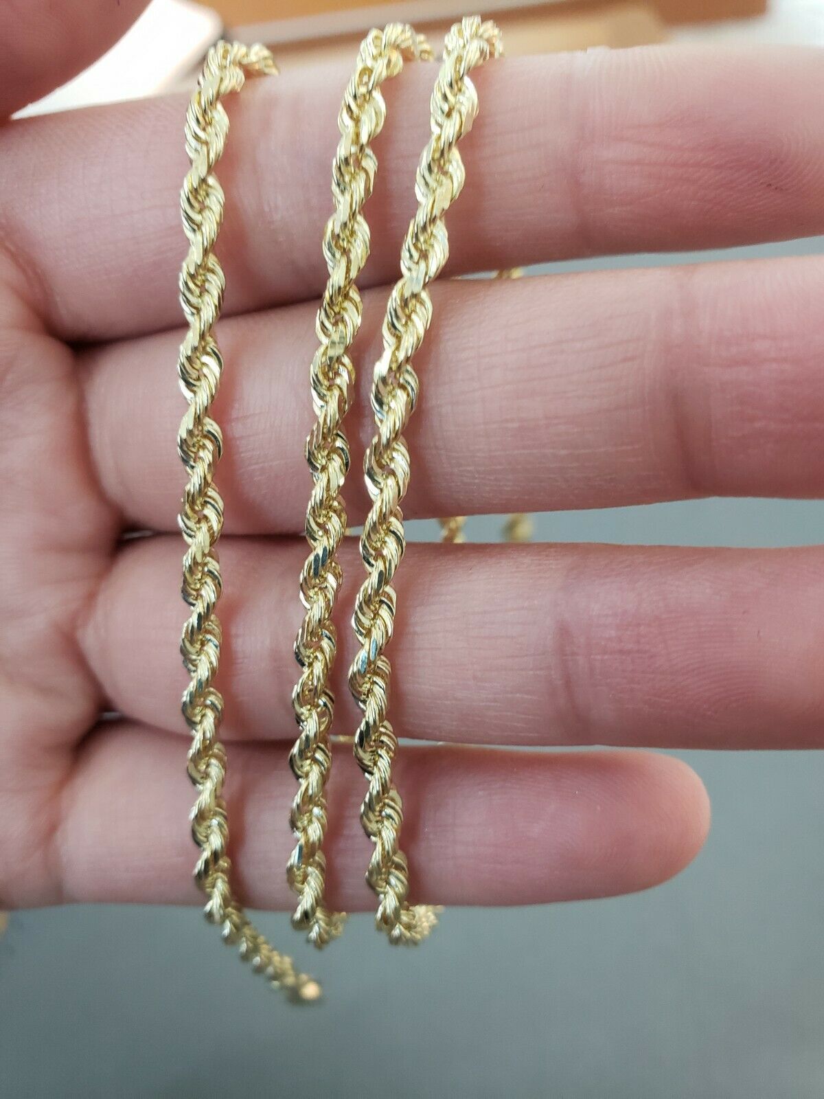 Solid 10K Yellow Gold Necklace 3mm 18" - 26 Chain Diamond Cuts Real 10 KT Strong - GoldenlinQ