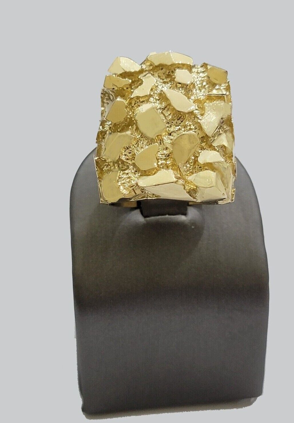 SOLID 10k Yellow Gold Nugget Ring Casual Men's Band Square New Style REAL SALE - GoldenlinQ