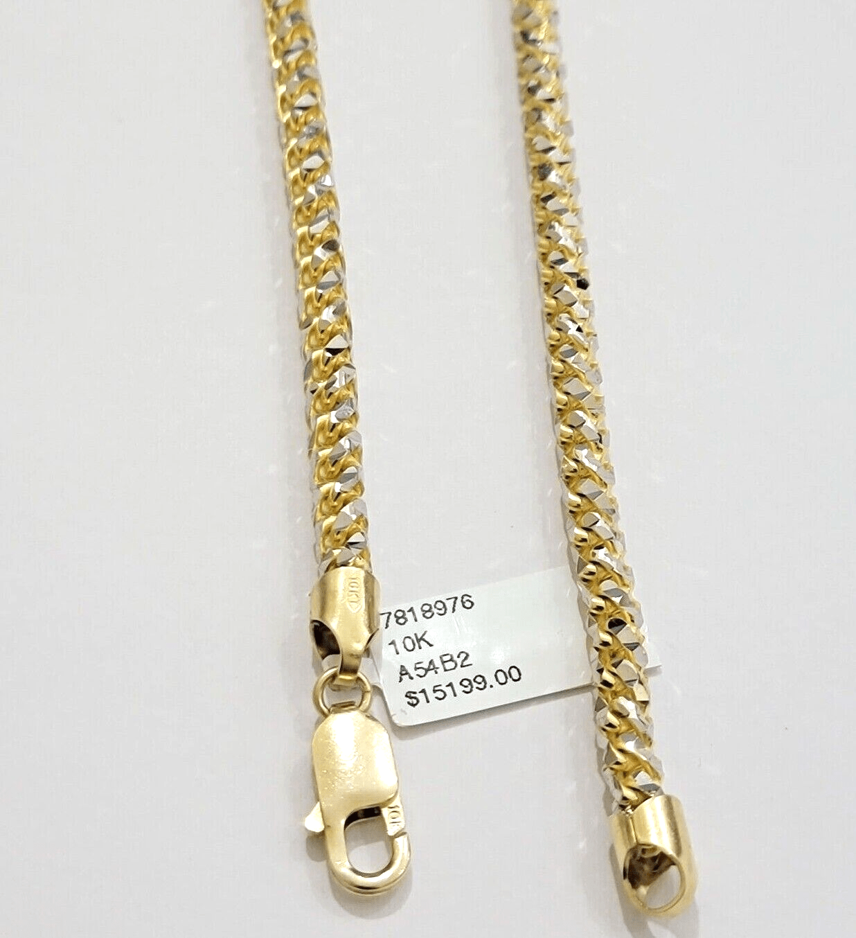 Solid 10k Yellow Gold Palm Box Chain Necklace Diamond cuts 4mm 26" Real 10KT - GoldenlinQ
