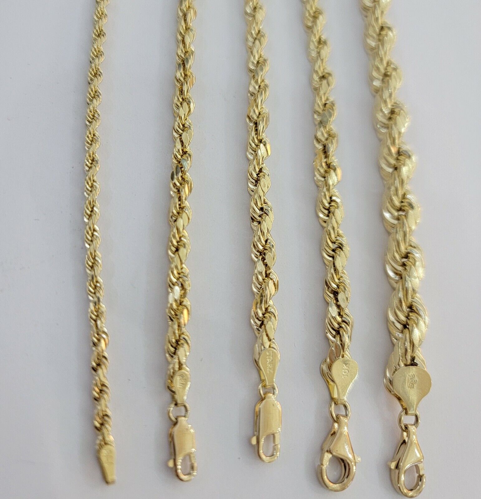 Solid 10k Yellow Gold Rope bracelet 7" 7.5" 8" 8.5" 9" Men Women 3mm - 9mm REAL - GoldenlinQ