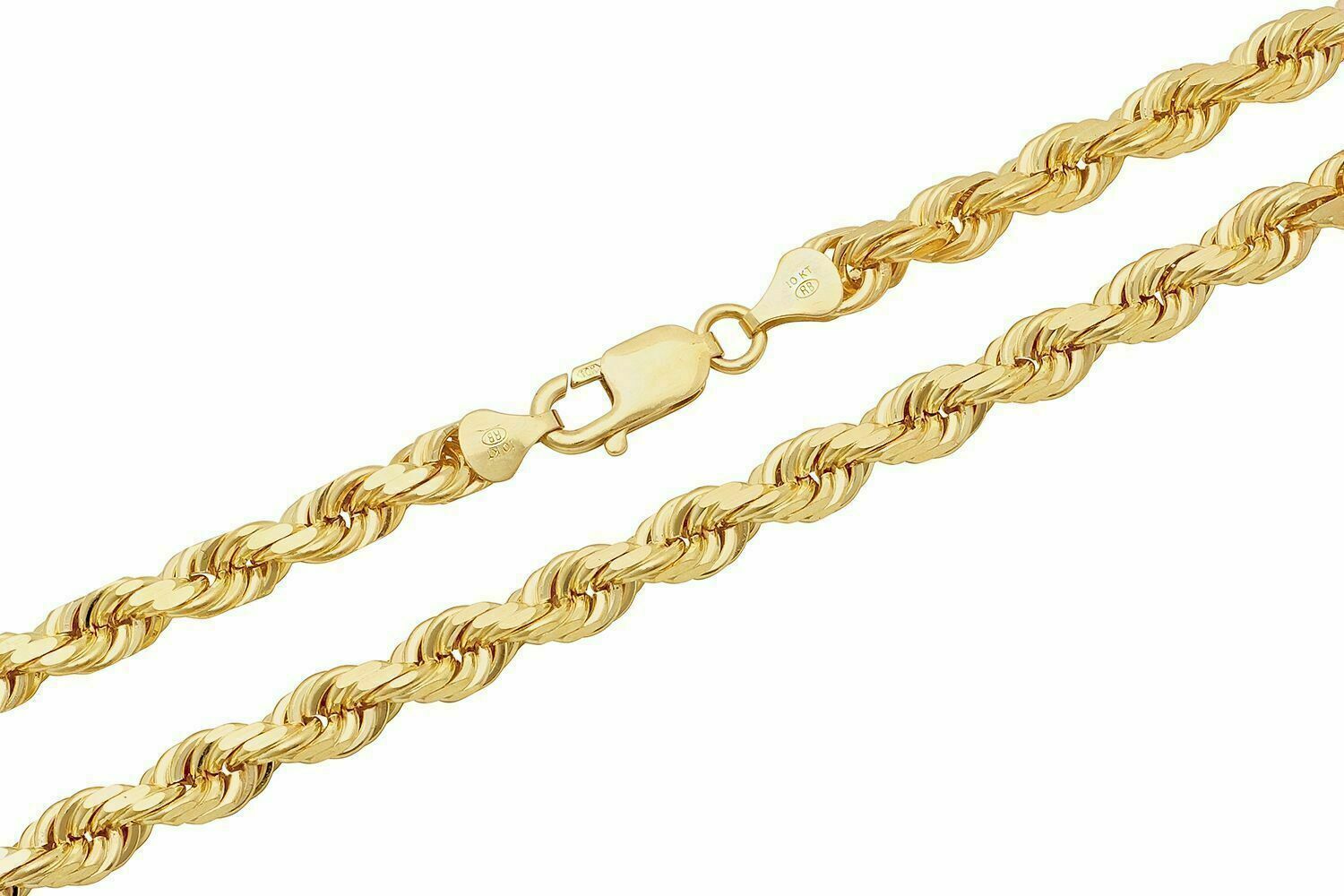 Solid 10k Yellow Gold Rope Chain 1mm - 10mm Diamond Cut Pendant Necklace16" - 30" - GoldenlinQ