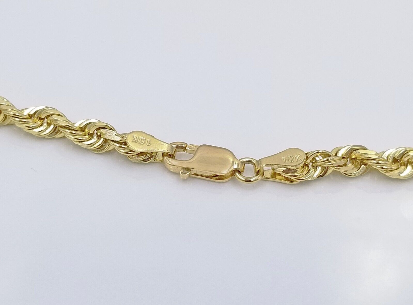 Solid 10k Yellow Gold Rope Chain Necklace 24" inch 3.5 mm Diamond cuts Real 10kt - GoldenlinQ