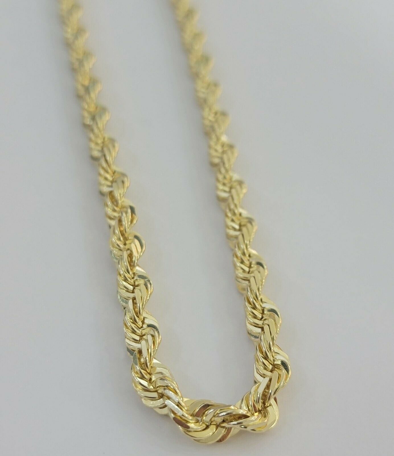 Solid 10k Yellow Gold Rope Chain Pendant Necklace 4mm - 10mm Diamond Cut 18" - 30" - GoldenlinQ
