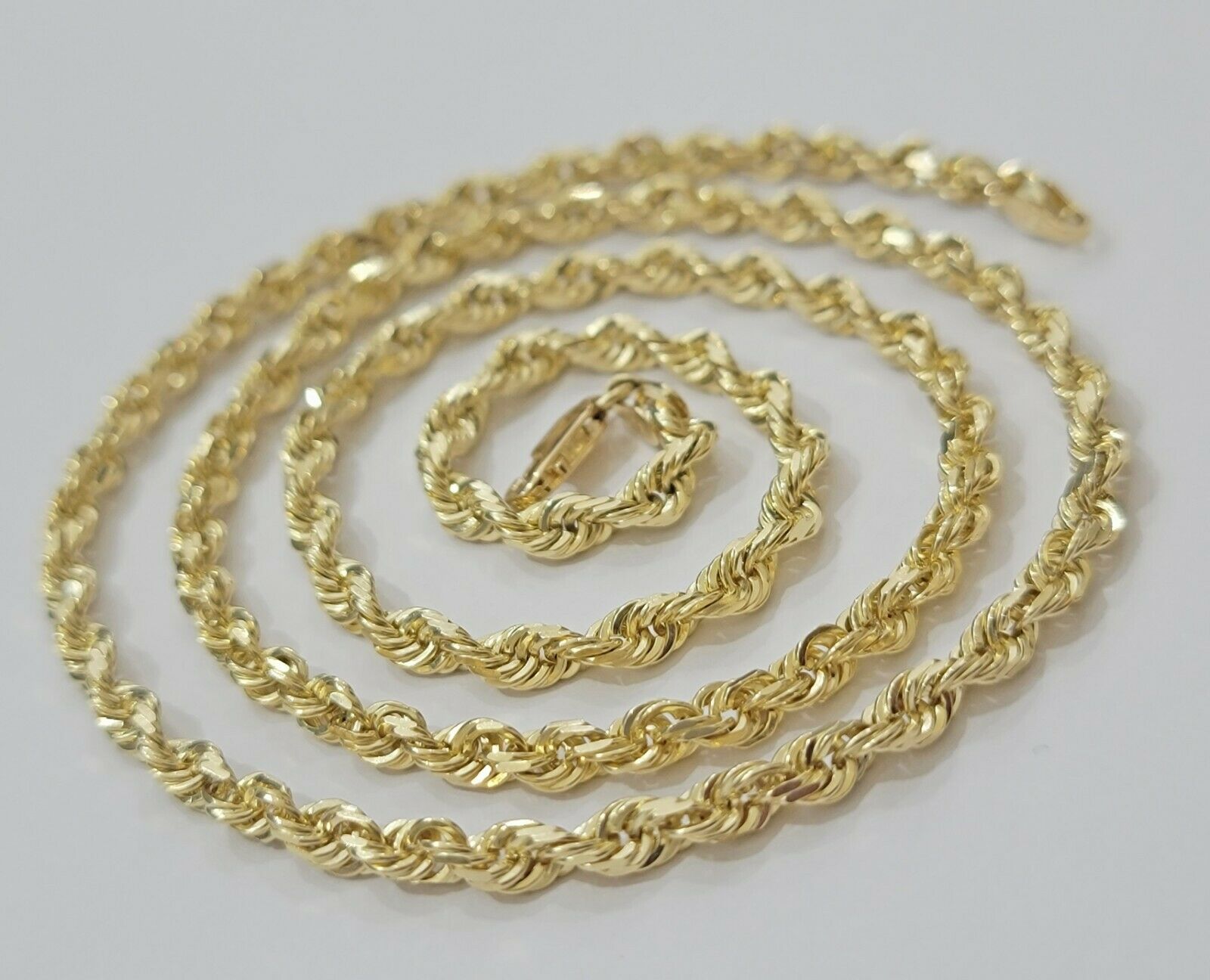 SOLID 10k Yellow Gold Rope Necklace 2 3mm 4mm 18" - 30 Inch REAL 10 kt gold Chain - GoldenlinQ