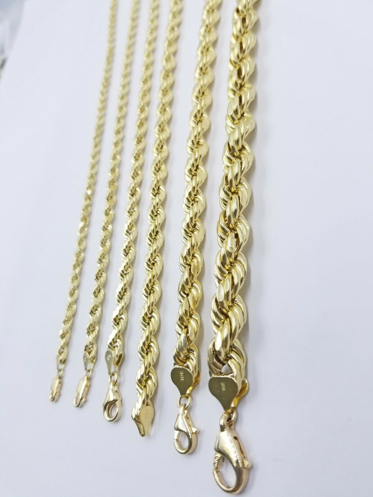 SOLID 10k Yellow Gold Rope Necklace 2 3mm 4mm 18" - 30 Inch REAL 10 kt gold Chain - GoldenlinQ