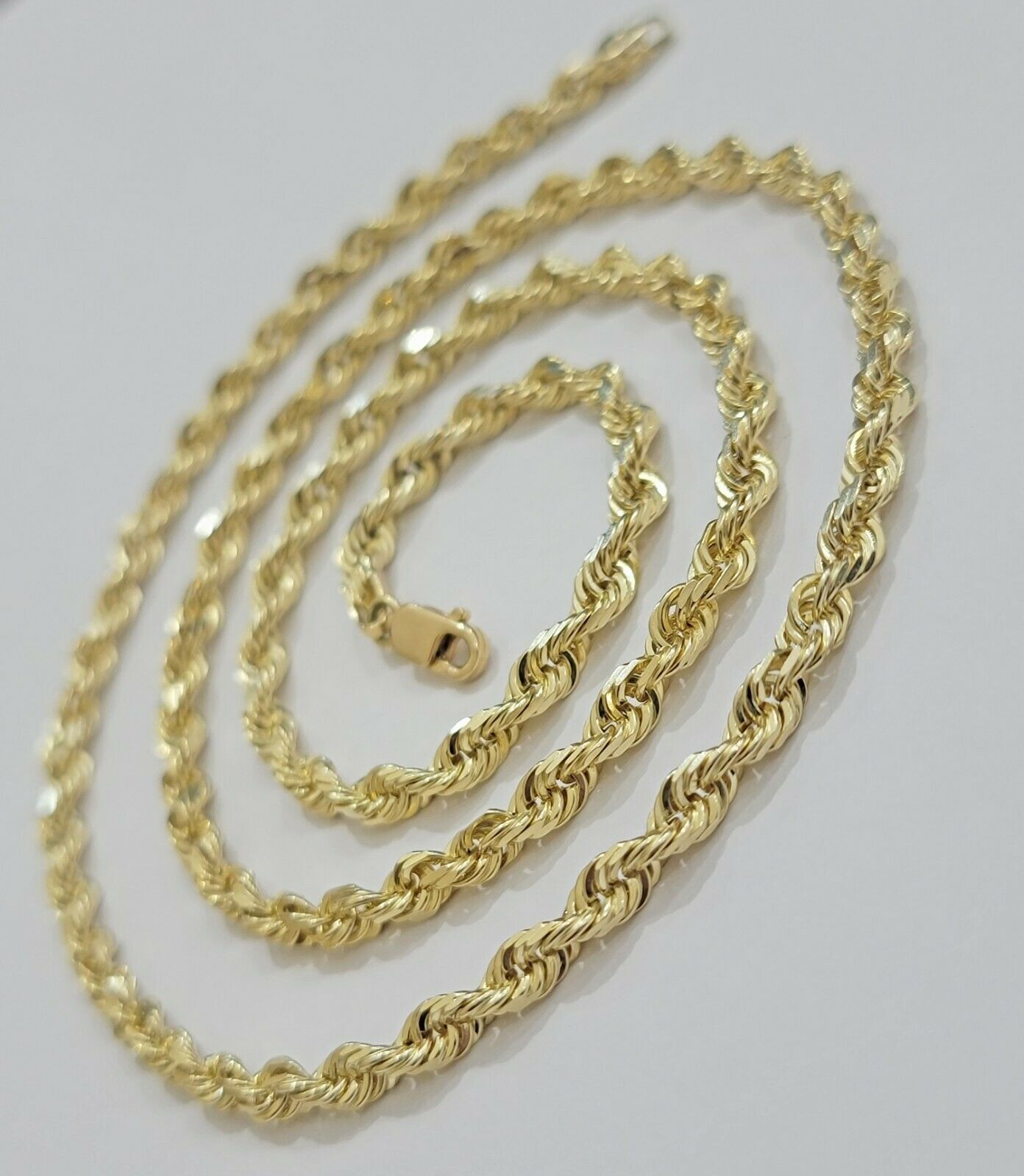 SOLID 10k Yellow Gold Rope Necklace 2 3mm 4mm 18" - 30 Inch REAL 10 kt gold Chain - GoldenlinQ