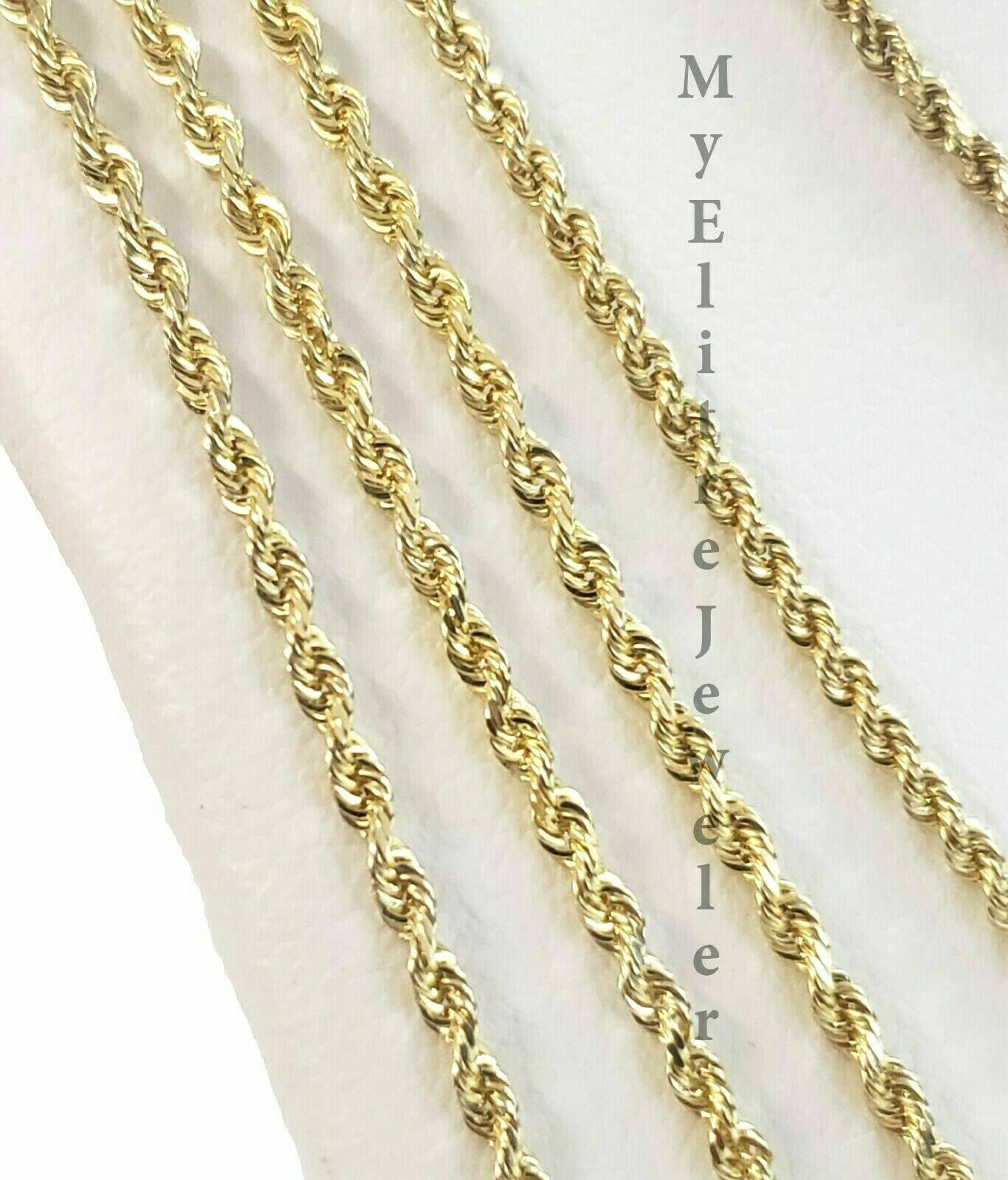 SOLID 10k Yellow Gold Rope Necklace 2 3mm 4mm 18" - 30 Inch REAL 10 kt gold Chain - GoldenlinQ