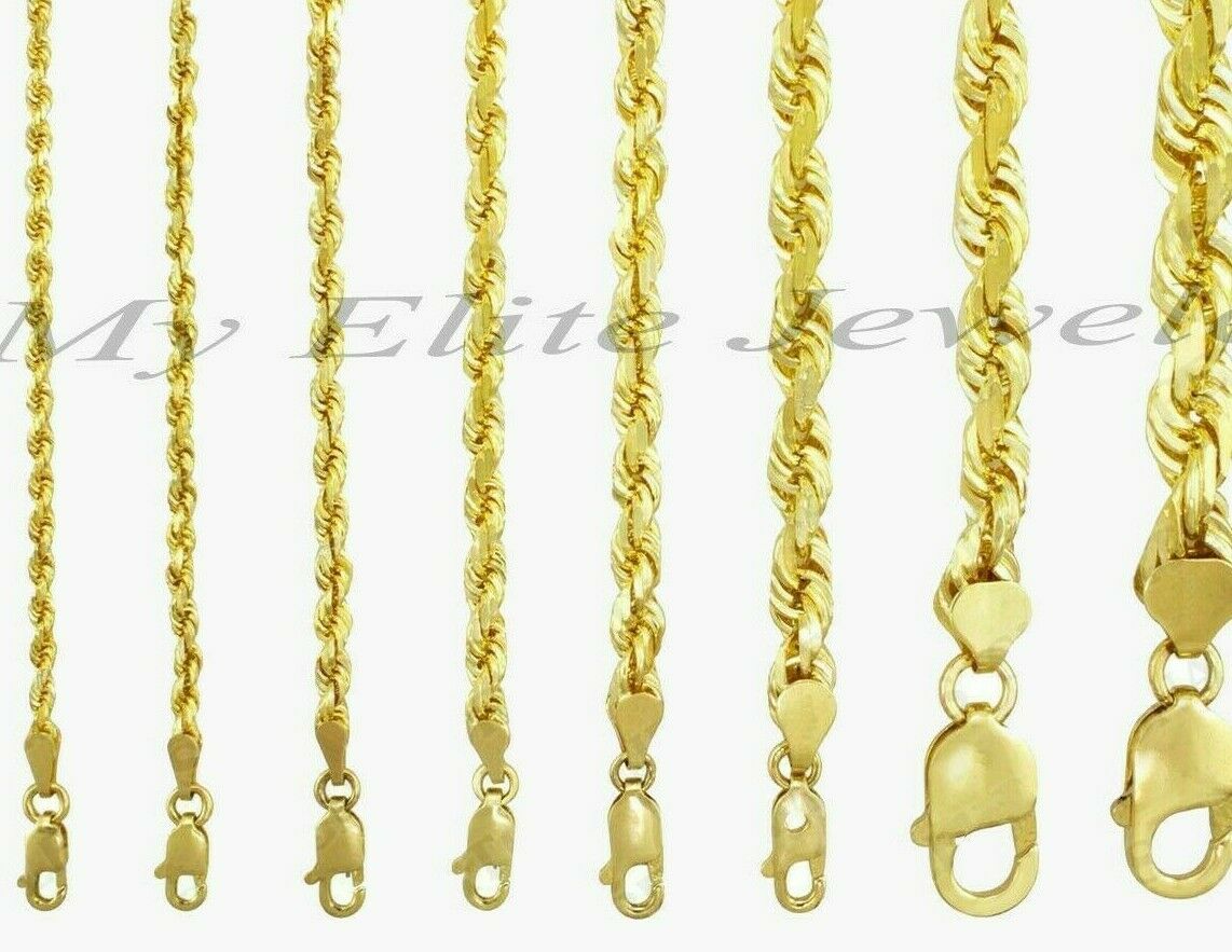 SOLID 10k Yellow Gold Rope Necklace 2 3mm 4mm 18" - 30 Inch REAL 10 kt gold Chain - GoldenlinQ