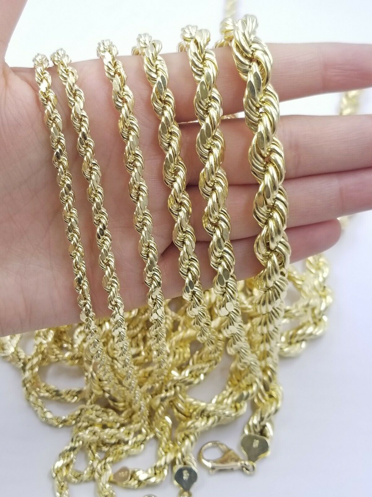 SOLID 10k Yellow Gold Rope Necklace 2 3mm 4mm 18" - 30 Inch REAL 10 kt gold Chain - GoldenlinQ