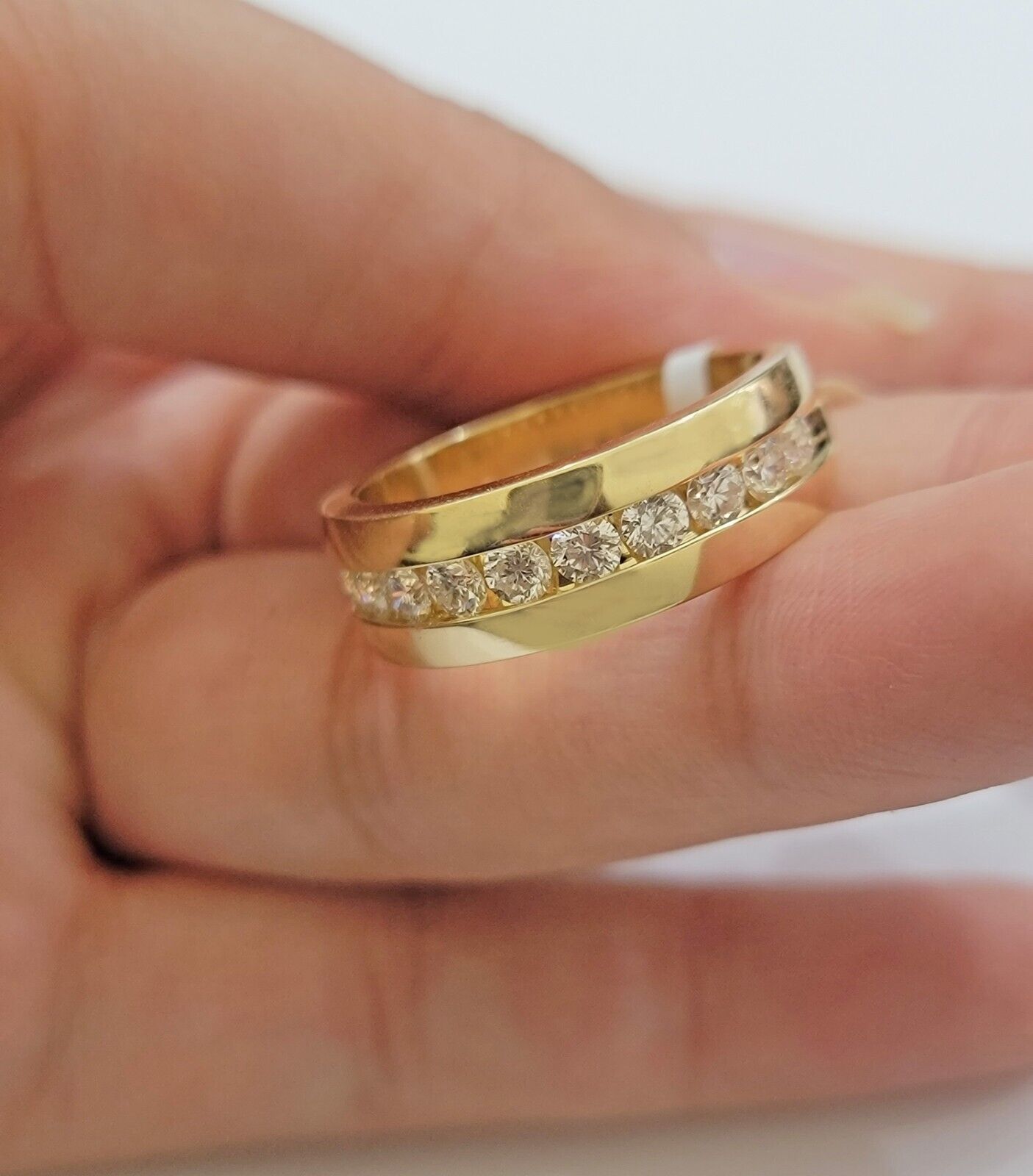 Solid 14k Gold 1CT Diamond Mens Band Wedding Engagement Ring REAL 14kt Yellow Gd - GoldenlinQ