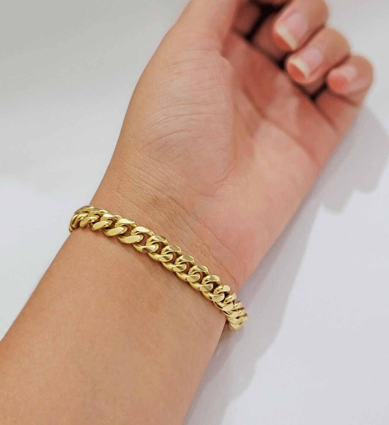 Solid 14k Gold Bracelet 7mm Miami Cuban Link 7.5 Inch Real 14kt Yellow Gold Mens - GoldenlinQ